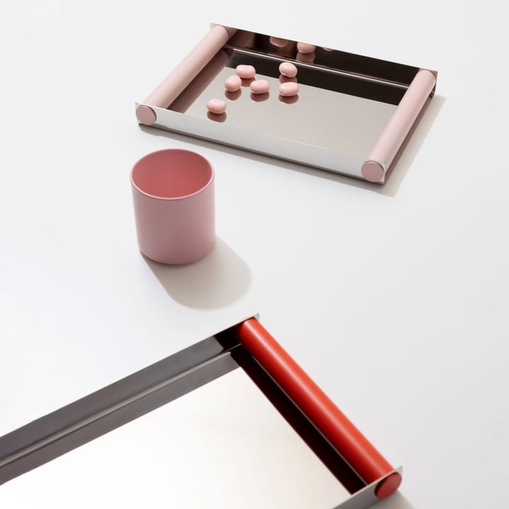 Vassoio Ray tray disco 20,5x30 cm, Creole pink-acciaio inossidabile Design Letters