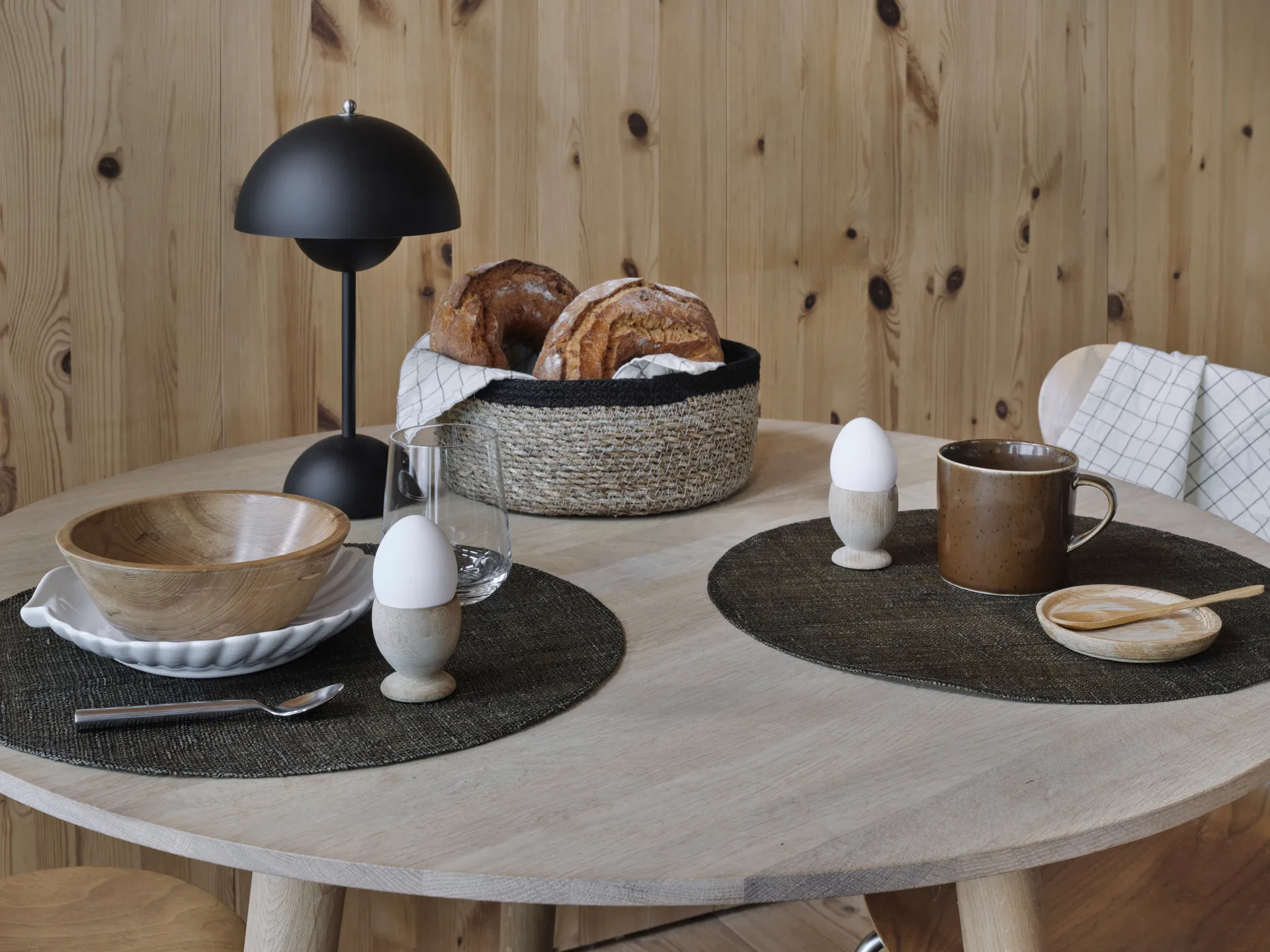 Cestino per pane Emil, confezione da 3, naturale-nero Dixie