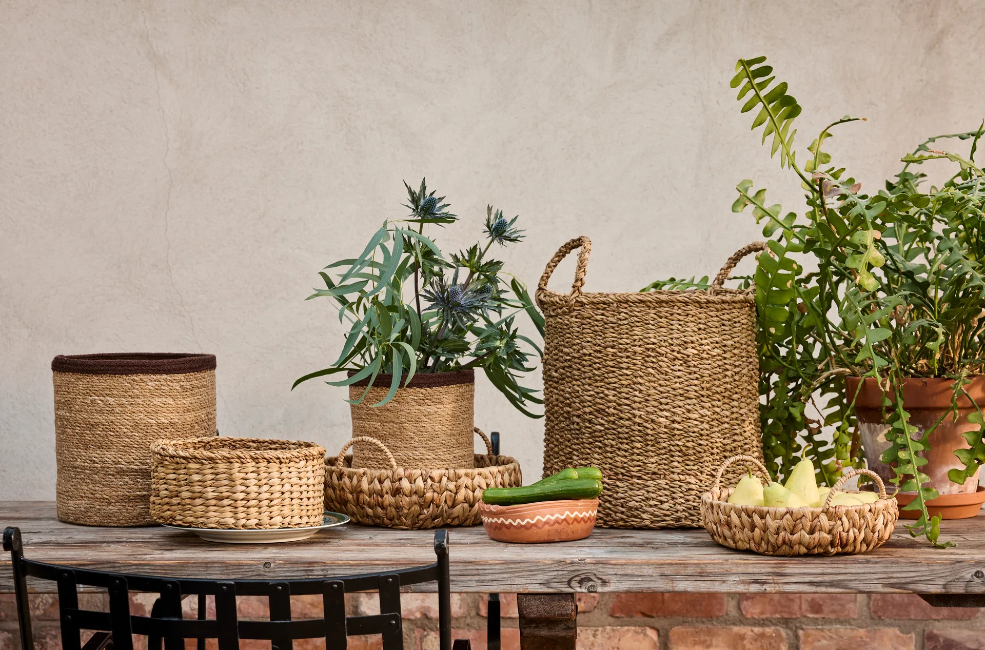 Cesto contenitore con manici Esther cylinder confezione da 2, Natural Dixie