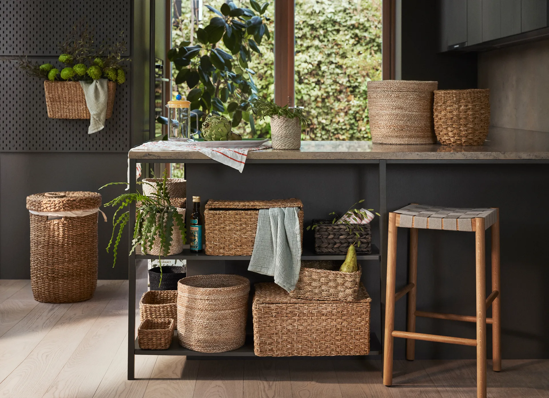 Cesto contenitore da parete Esther 40x16x22 cm, Colore naturale Dixie