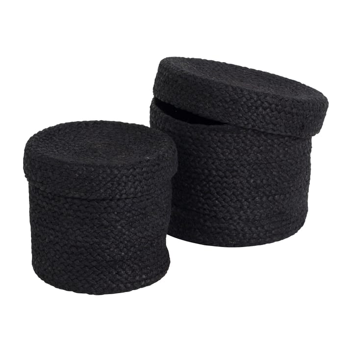 Cesto portaoggetti Elin con coperchio, set da 2, Nero Dixie
