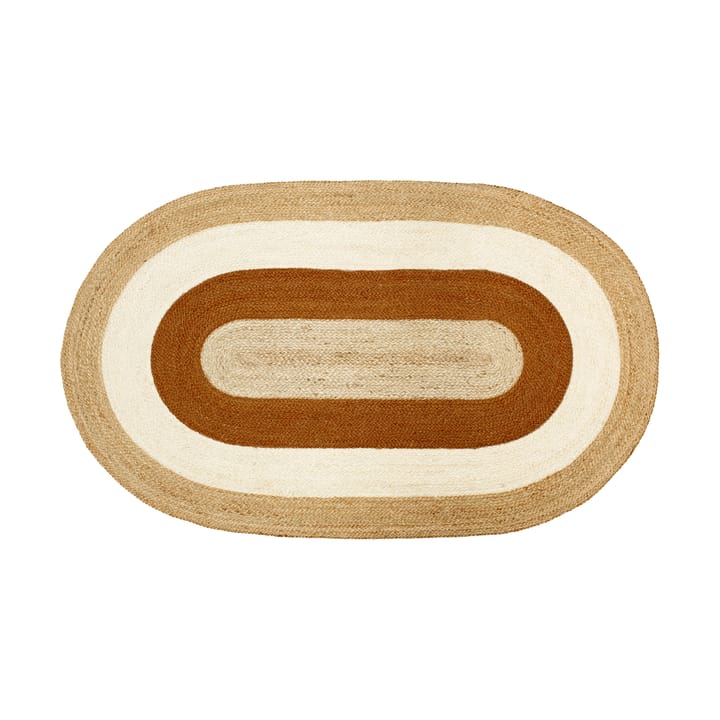 Tappeto ovale in iuta Elin a righe 92x150 cm - Mattone - Dixie