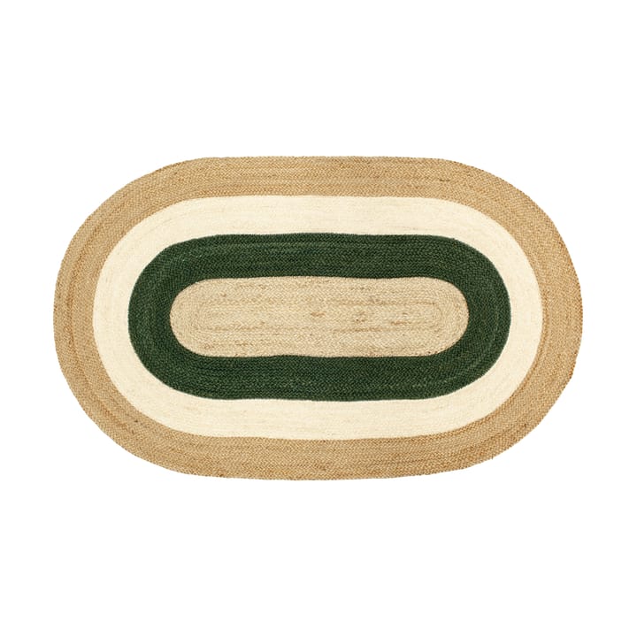 Tappeto ovale in iuta Elin a righe 92x150 cm - Verde - Dixie