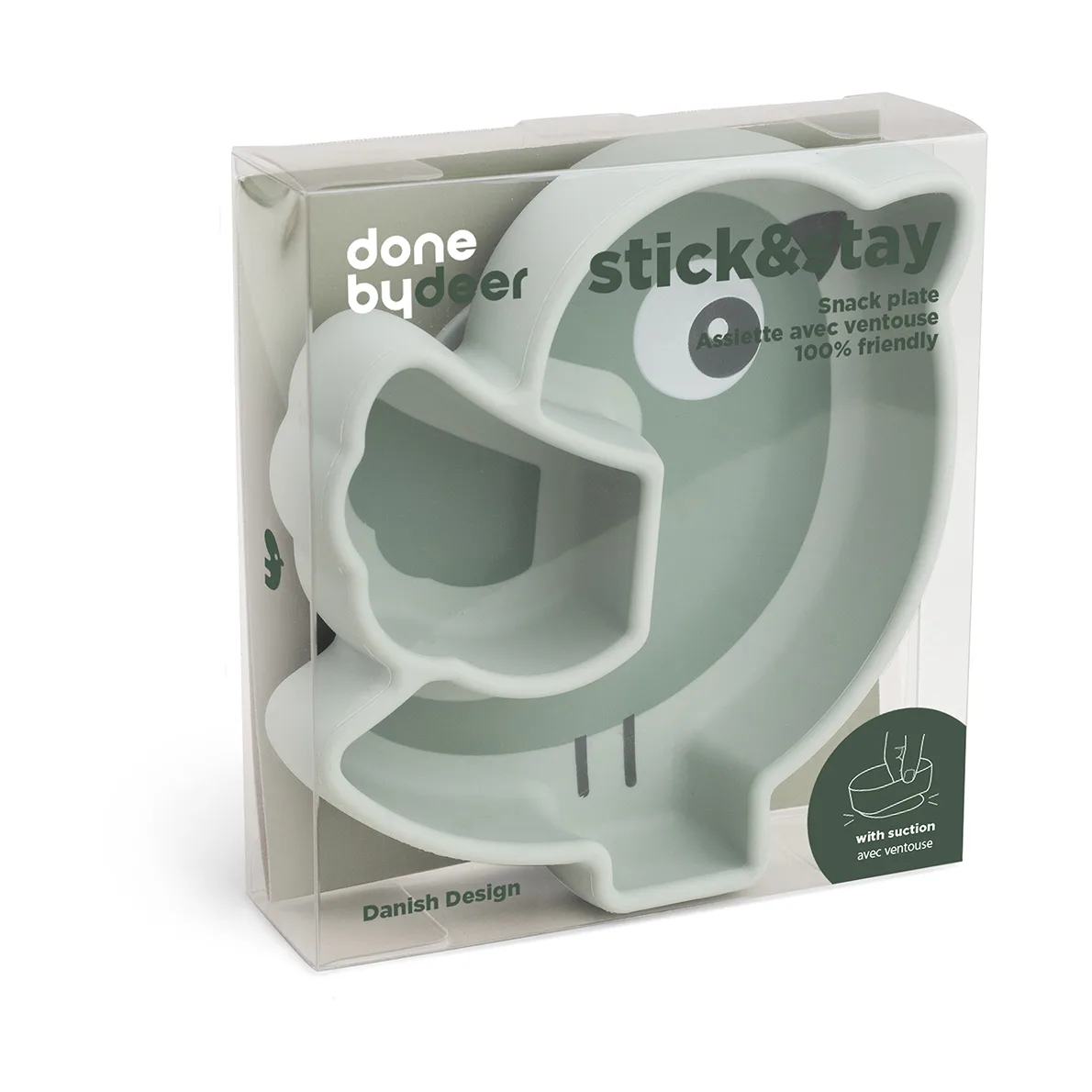 Piatto per bambini Birdee Stick&Stay Ø12 cm, Verde Done by deer