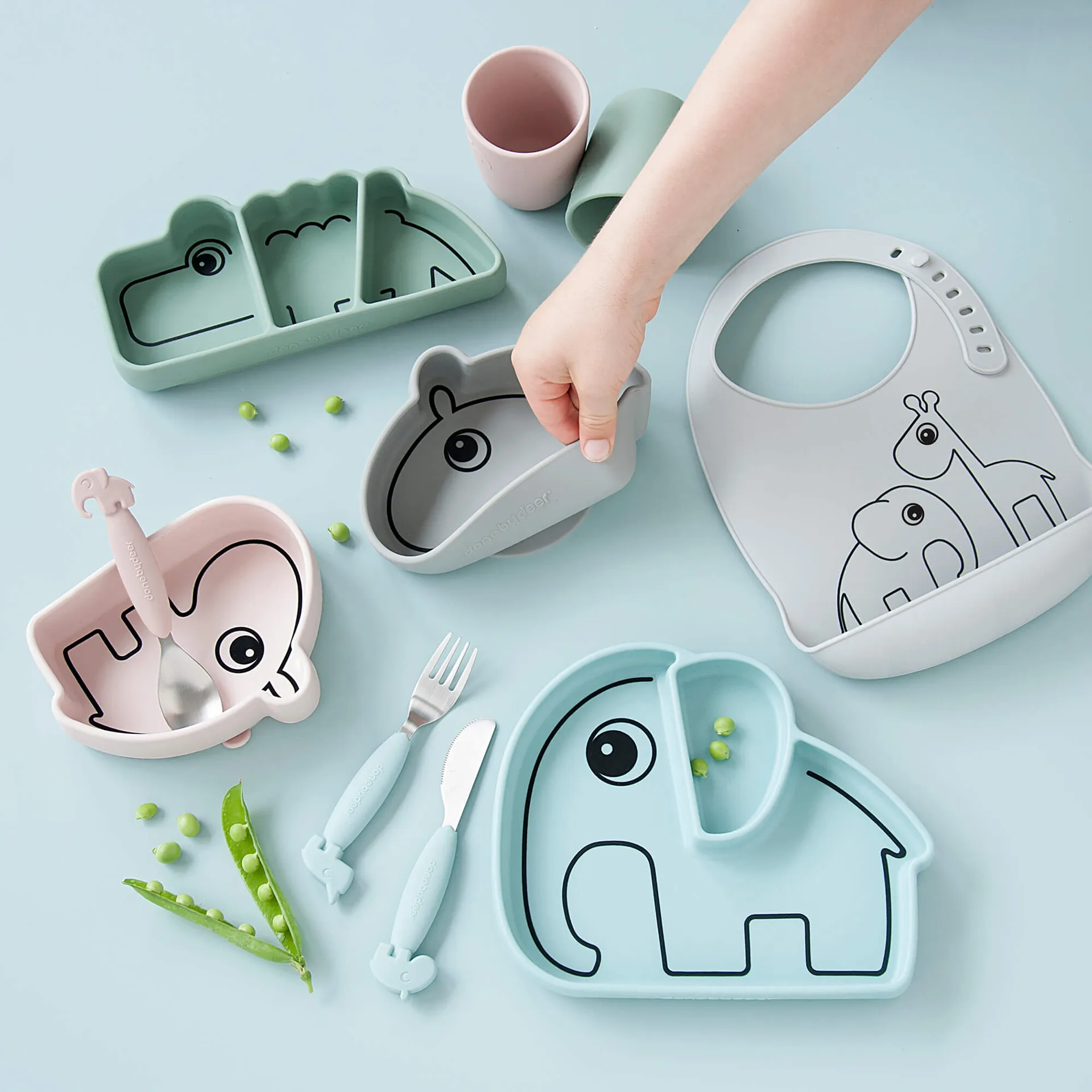 Piatto per bambini Croco Stick&Stay 9x21 cm, Verde Done by deer