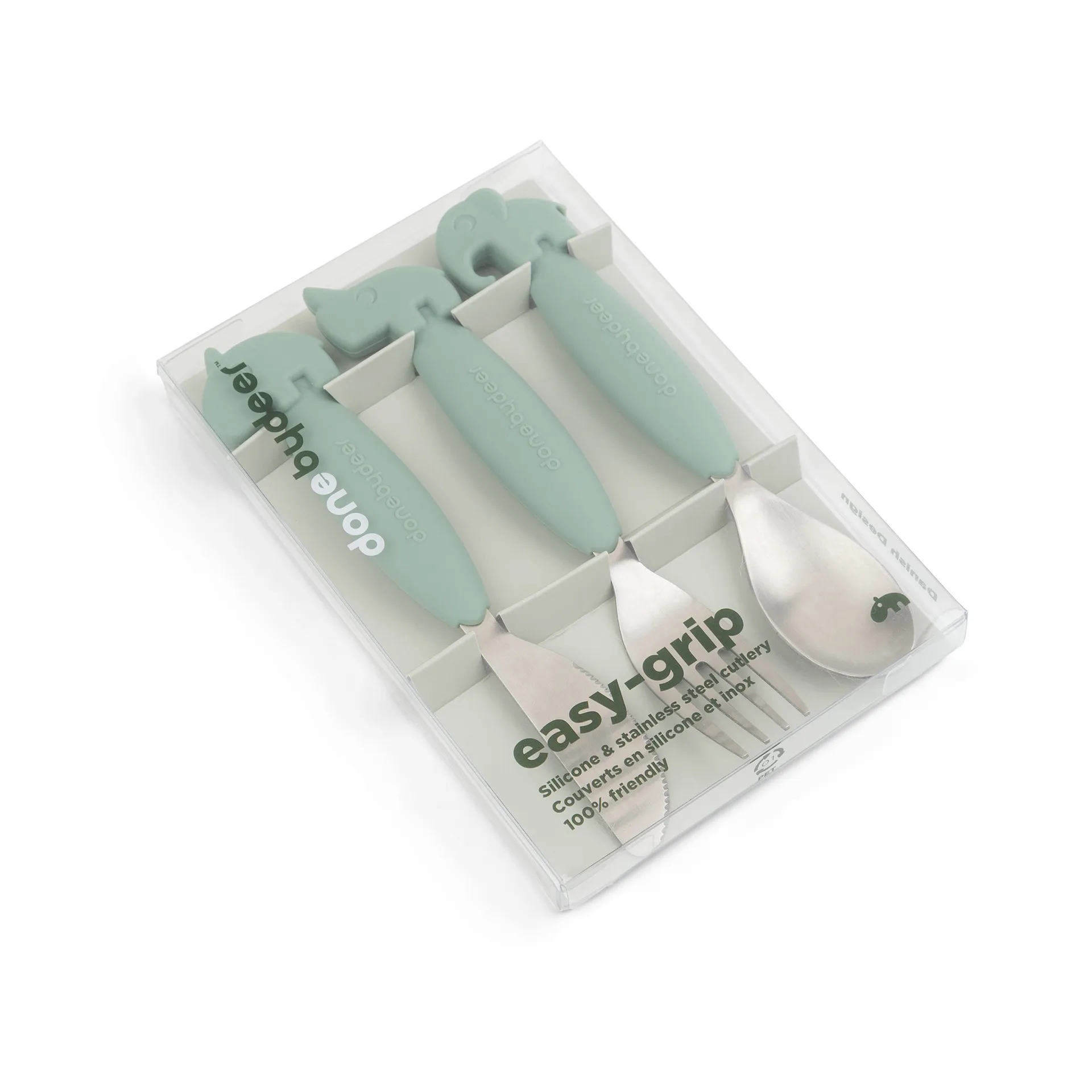 Set di posate facile da impugnare Deer Friends 3 pezzi, Verde Done by deer