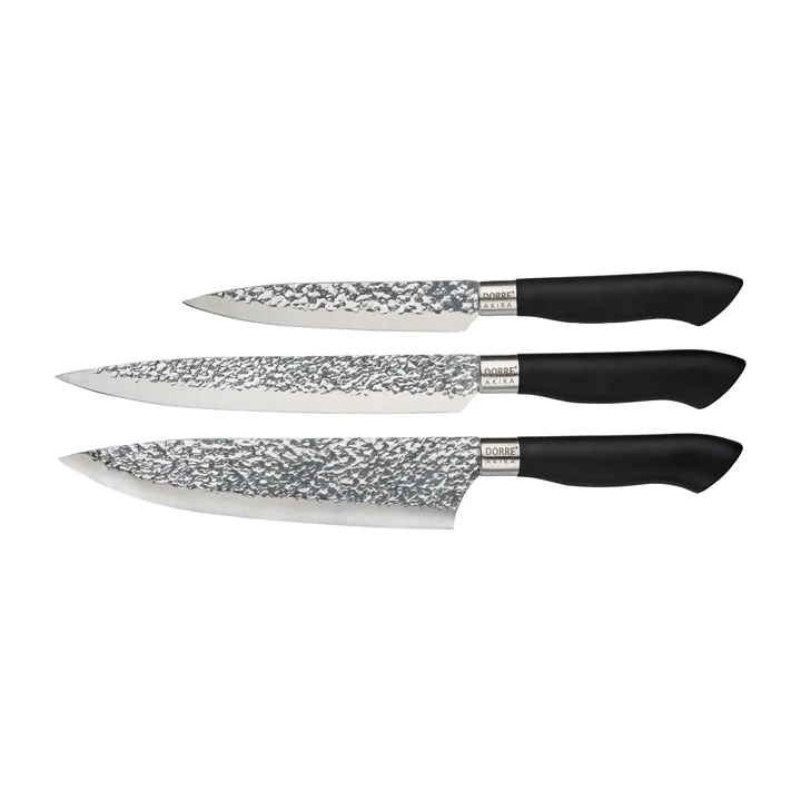 Akira set di 3 coltelli in acciaio inox - Nero - Dorre