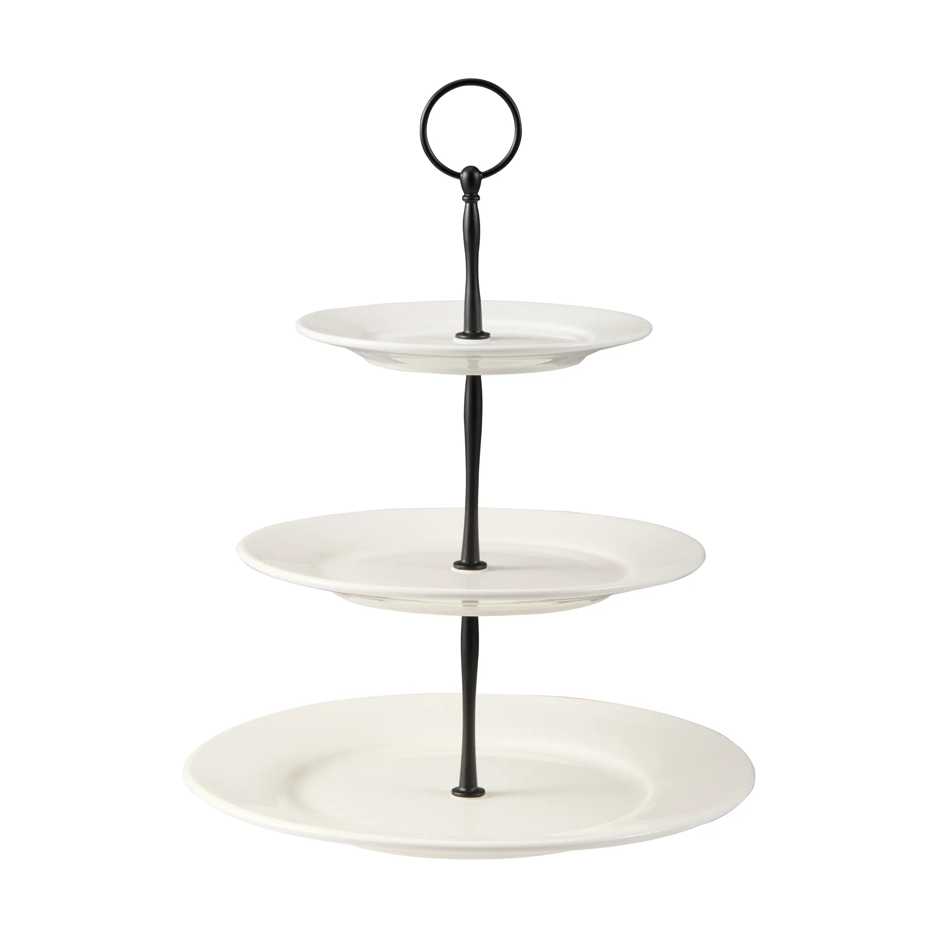 Alzata per dolci a 3 piani in porcellana Kafi, Bianco Dorre