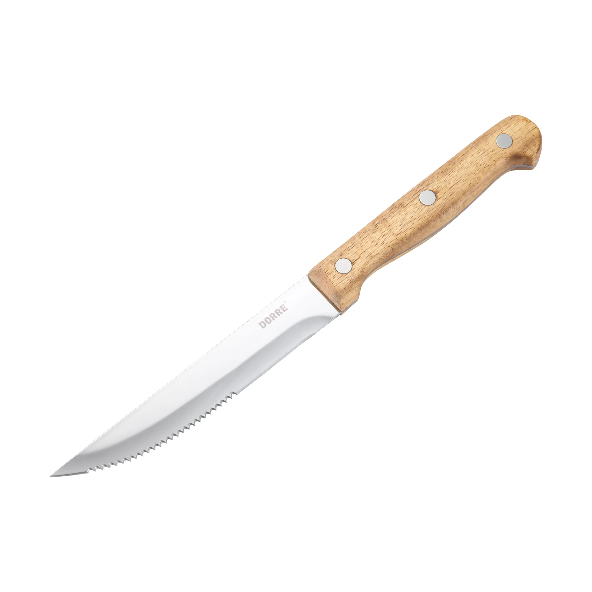 BBQ coltello da bistecca, acciaio inox, 6 pezzi, cassetta in legno di acacia, 22,5x2 cm Dorre