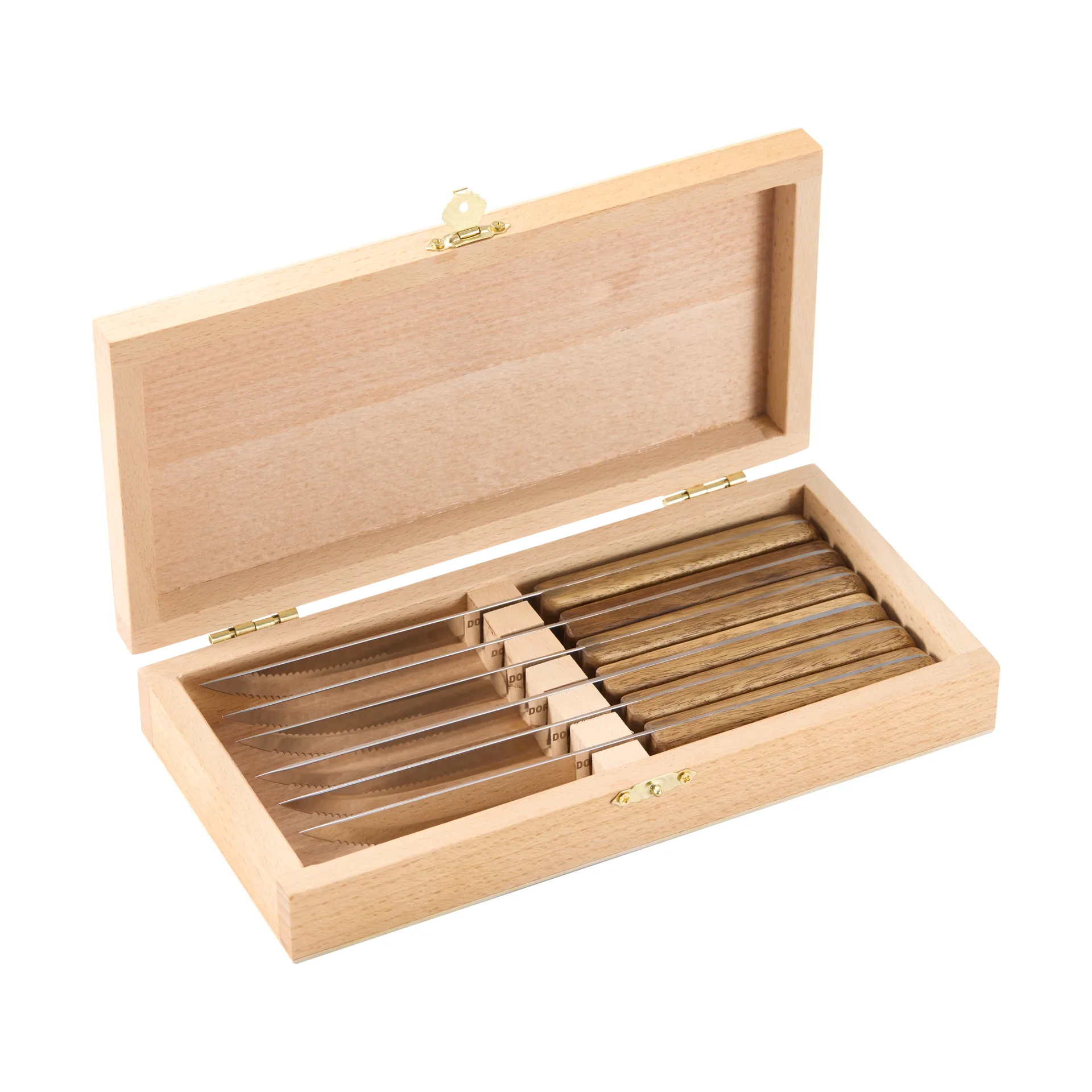 BBQ coltello da bistecca, acciaio inox, 6 pezzi, cassetta in legno di acacia, 22,5x2 cm Dorre