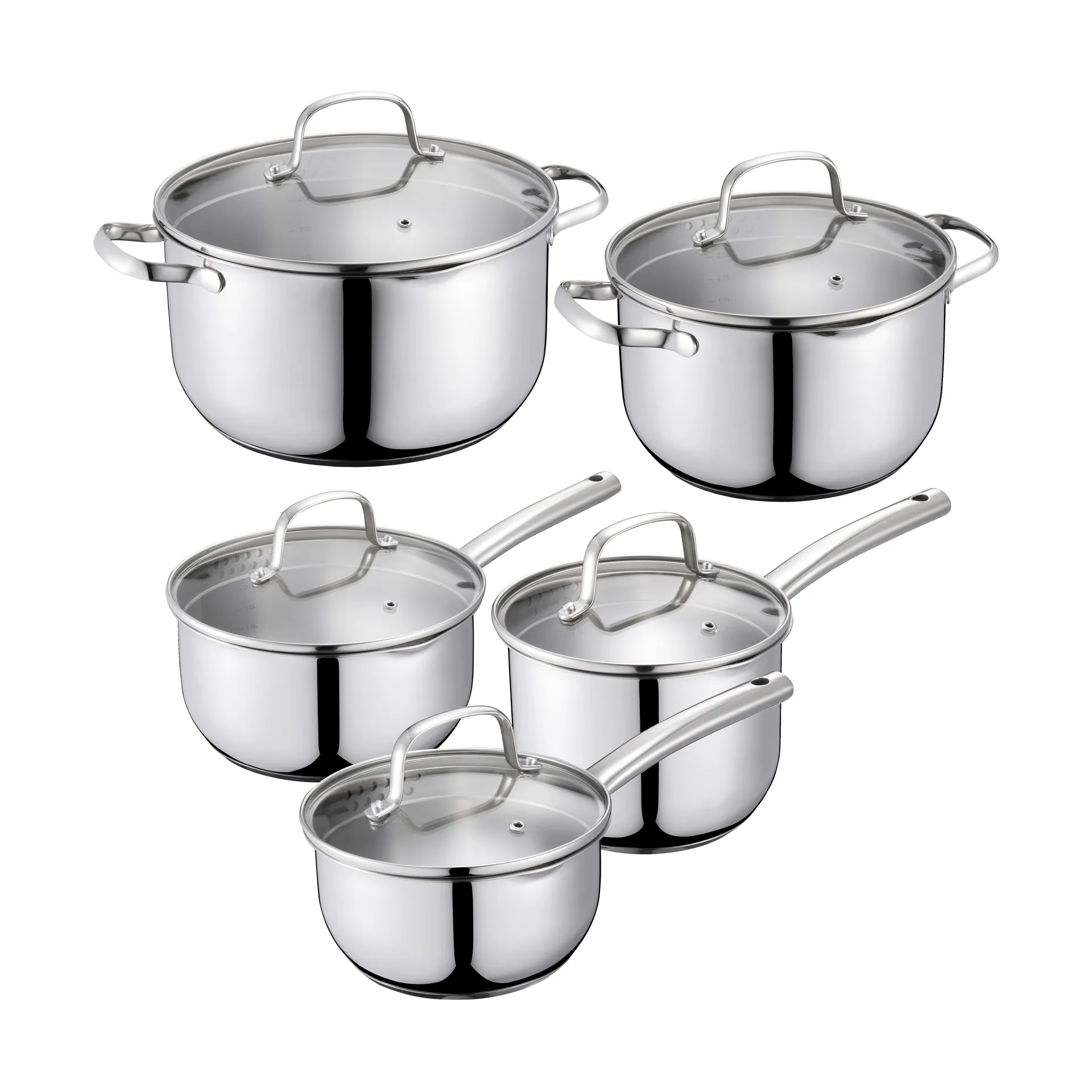 Kerri set di pentole, Acciaio inossidabile, 10 pezzi Dorre