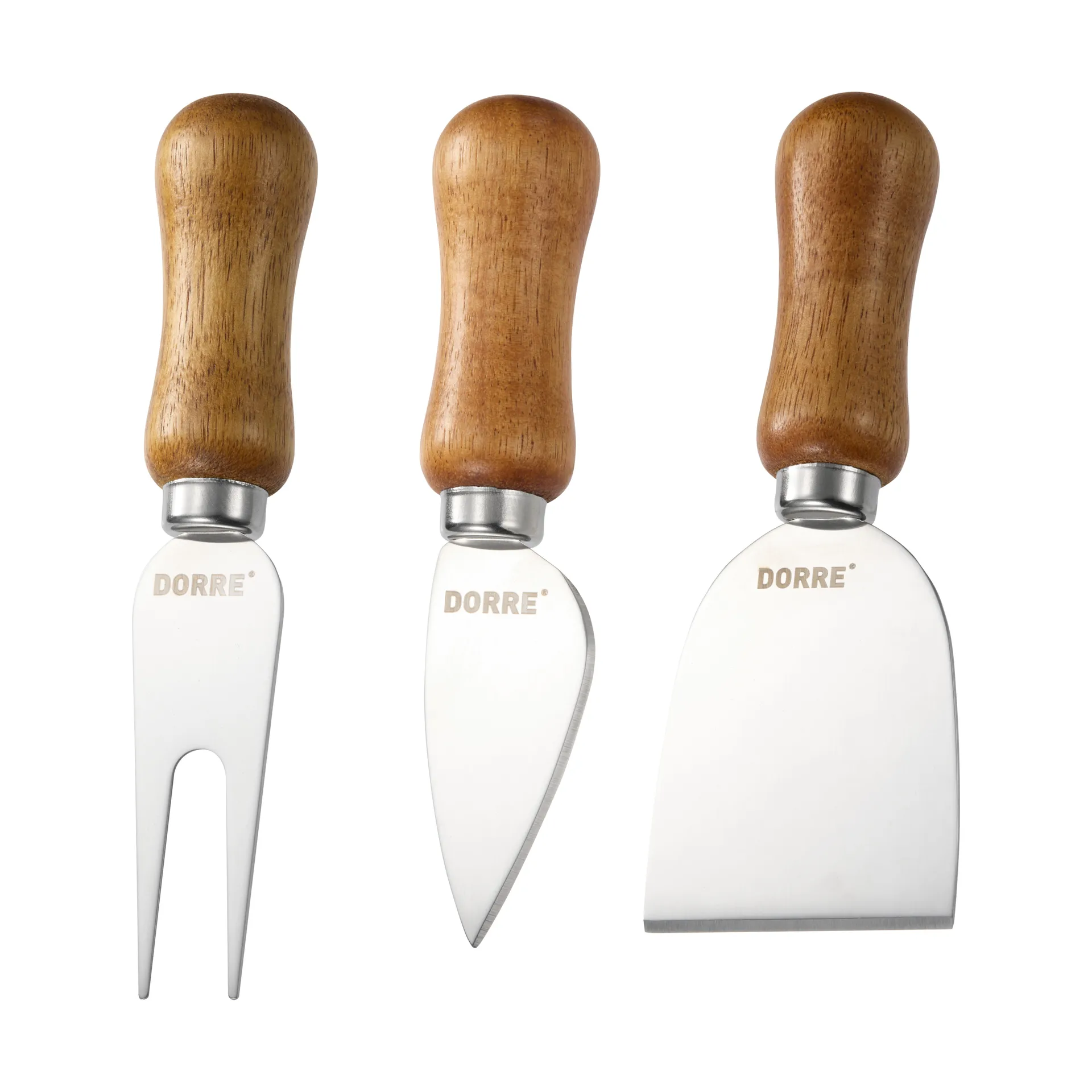 Olva set di coltelli da formaggio, legno di acacia, acciaio inox, 3 pezzi, 13 cm Dorre