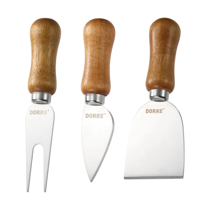 Olva set di coltelli da formaggio - legno di acacia, acciaio inox, 3 pezzi, 13 cm - Dorre