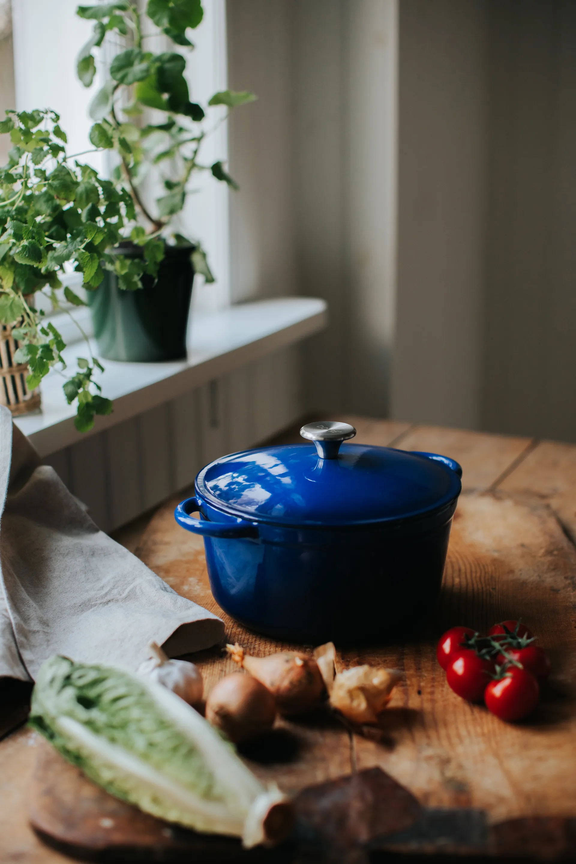 Pentola in ghisa rotonda con pomolo in acciaio inox 4 L Gretl, Blu Dorre