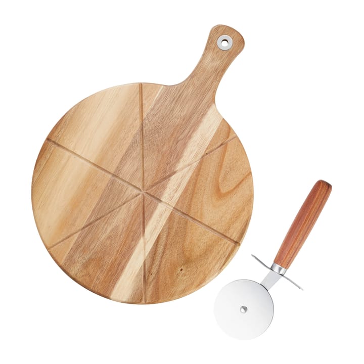 Pizza set Sade: tagliapizza, tagliere Ø 32 cm - Acacia - Dorre