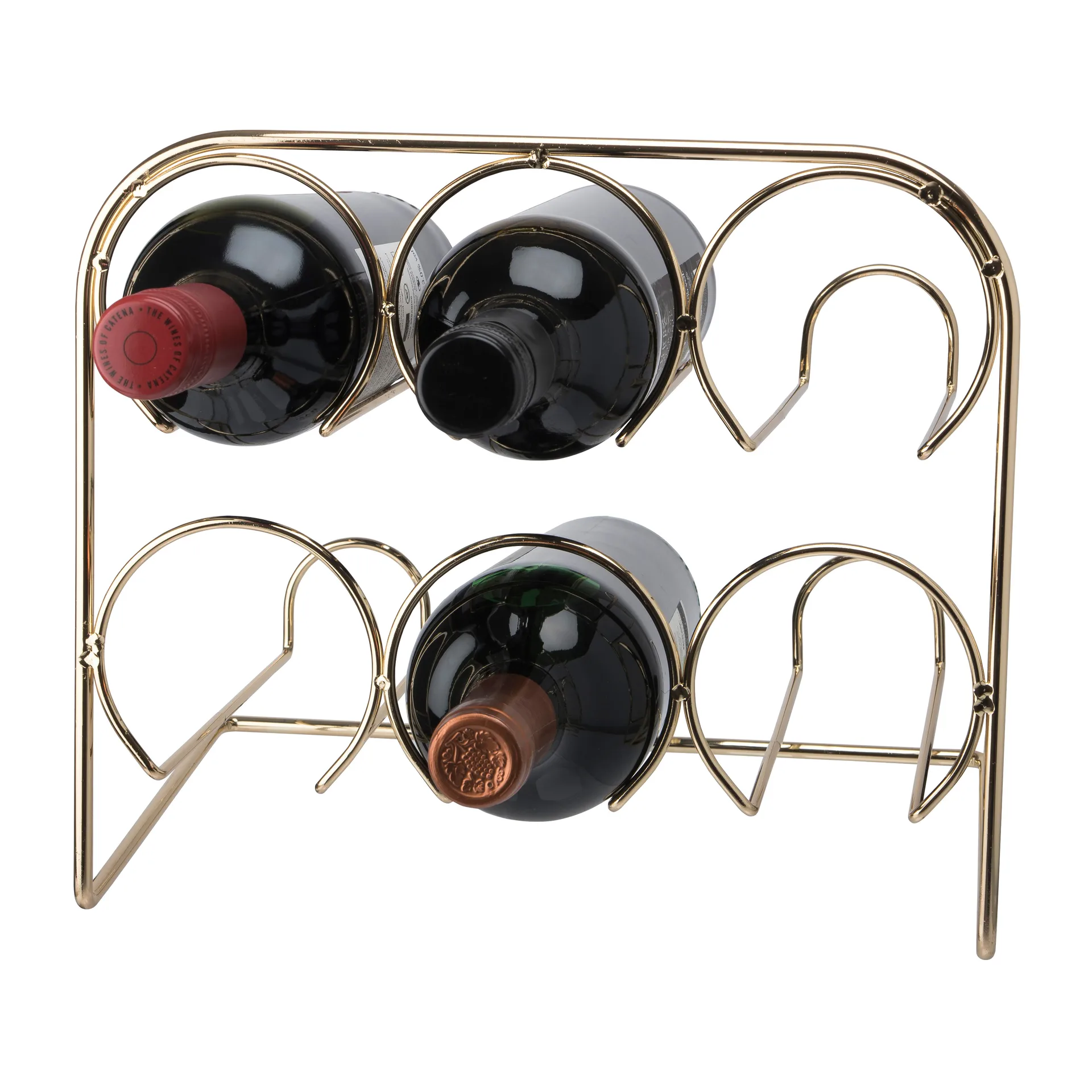 Portabottiglie Beda 6 bottiglie 29 cm, ottone Dorre
