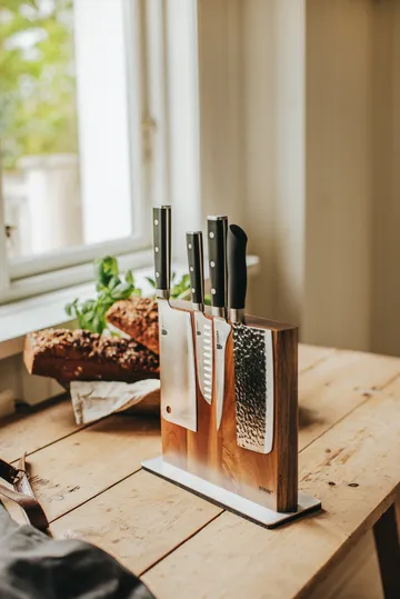 Portacoltelli magnetico Kira - Acciaio inox-legno di acacia FSC - Dorre