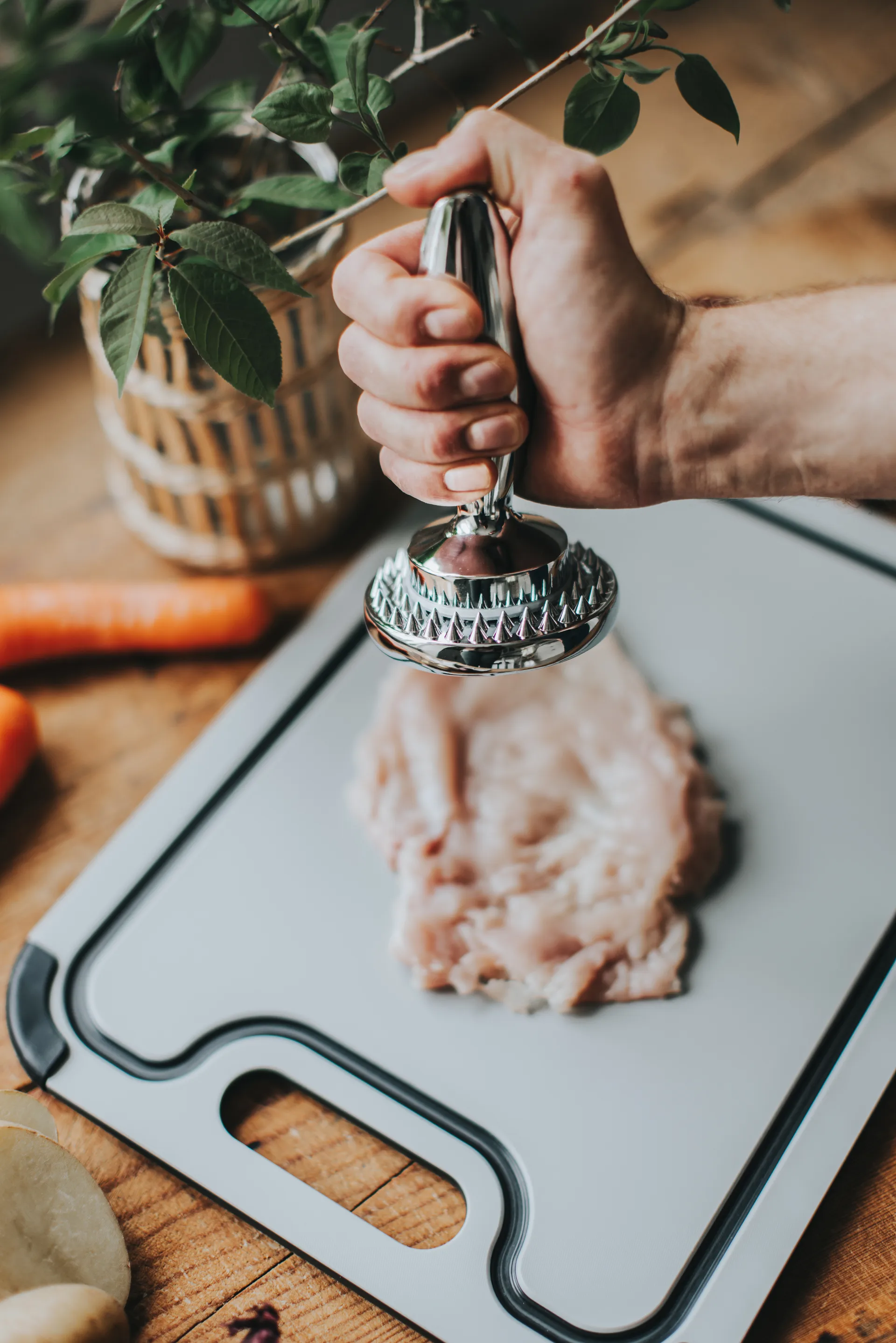 Pressa per bistecche reversibile 14,5×8,3×8,3 cm Birdie, Acciaio inossidabile Dorre