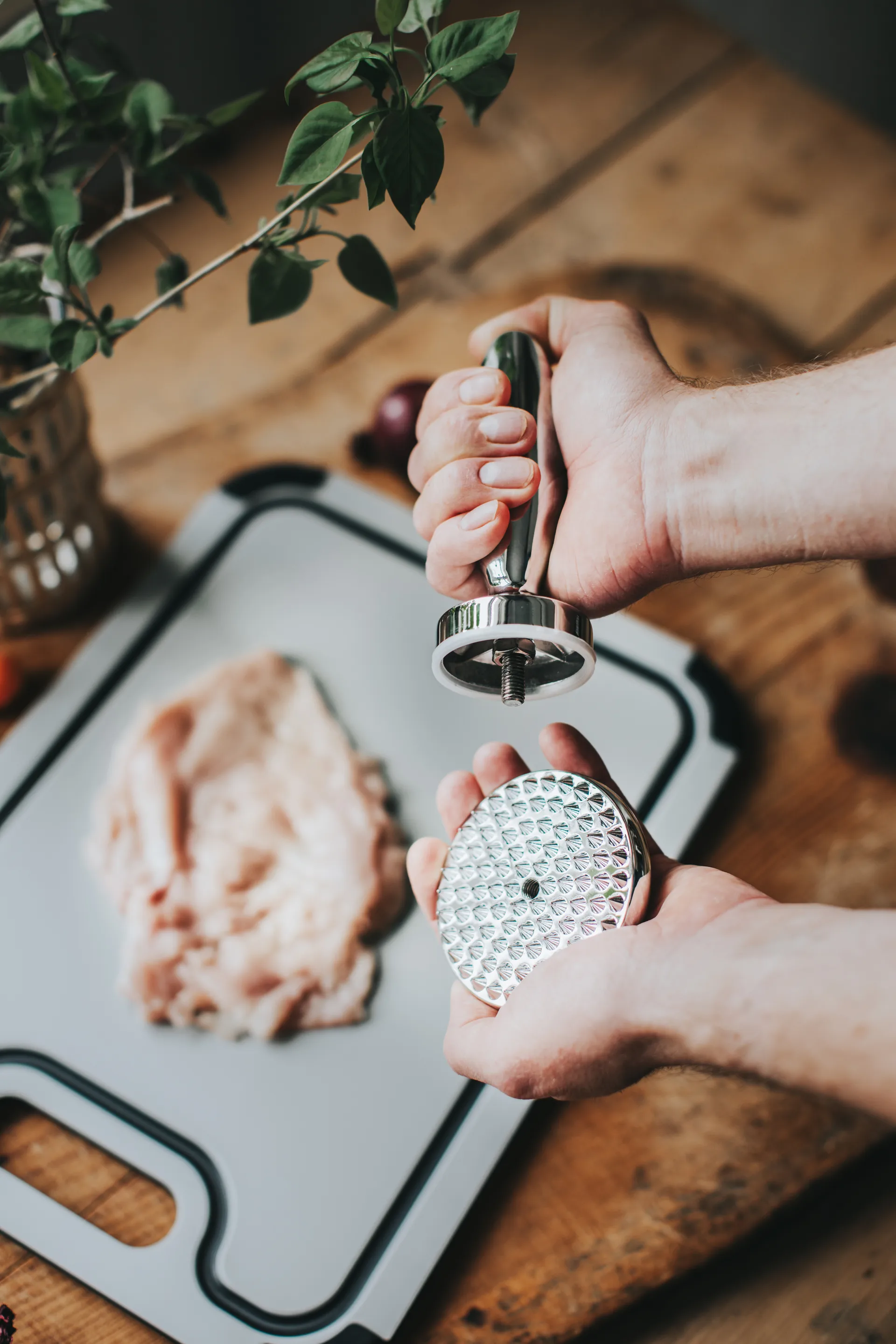 Pressa per bistecche reversibile 14,5×8,3×8,3 cm Birdie, Acciaio inossidabile Dorre