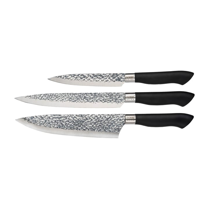 Set coltelli Akira in acciaio inox 3 coltelli - Nero - Dorre