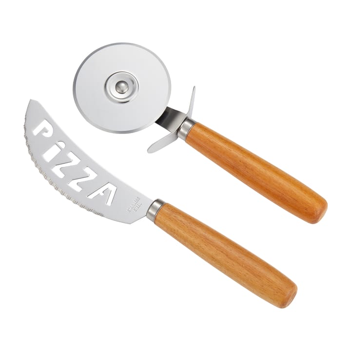 Set per pizza, coltello e tagliapizza Pino - Acacia-acciaio inox  - Dorre