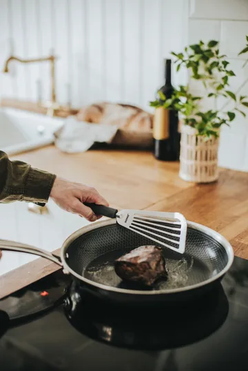 Spatola da cucina 33×8,5×1,8 cm Saira - Acciaio inossidabile-manico in silicone grigio - Dorre