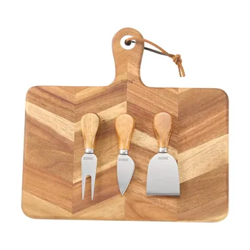 Tagliere per formaggi motivo spina di pesce set 4 pezzi Ollie - FSC Acacia - Dorre