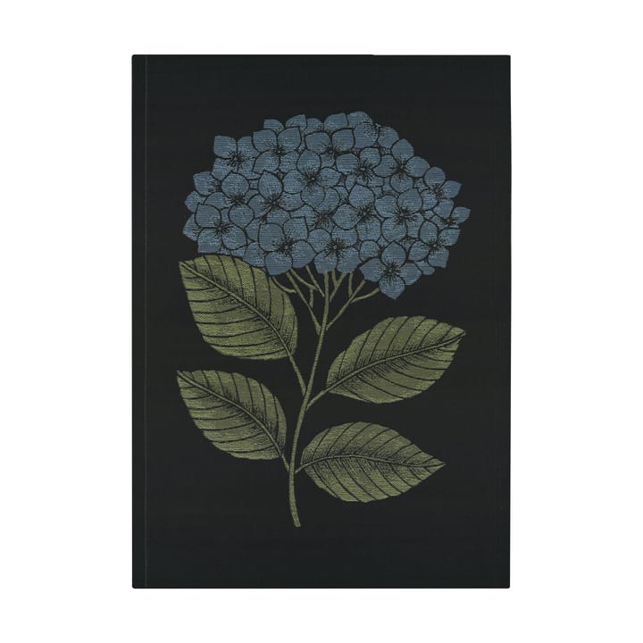 Asciugamano da cucina Hydrangea 48x70 cm - Nero-blu - Ekelund Linneväveri