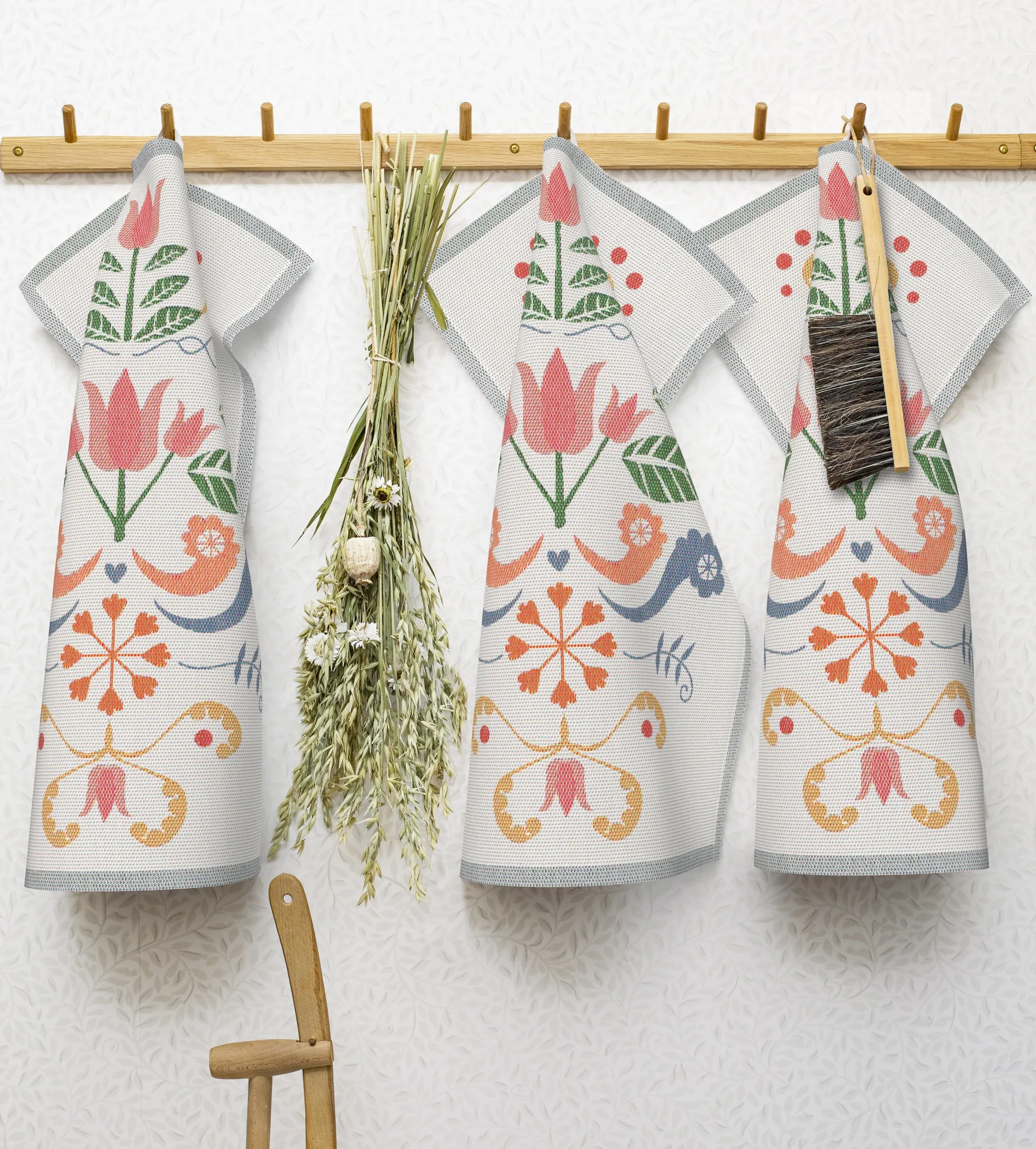 Asciugamano da cucina Lindas tulpan 40x60 cm, Rosa-grigio Ekelund Linneväveri