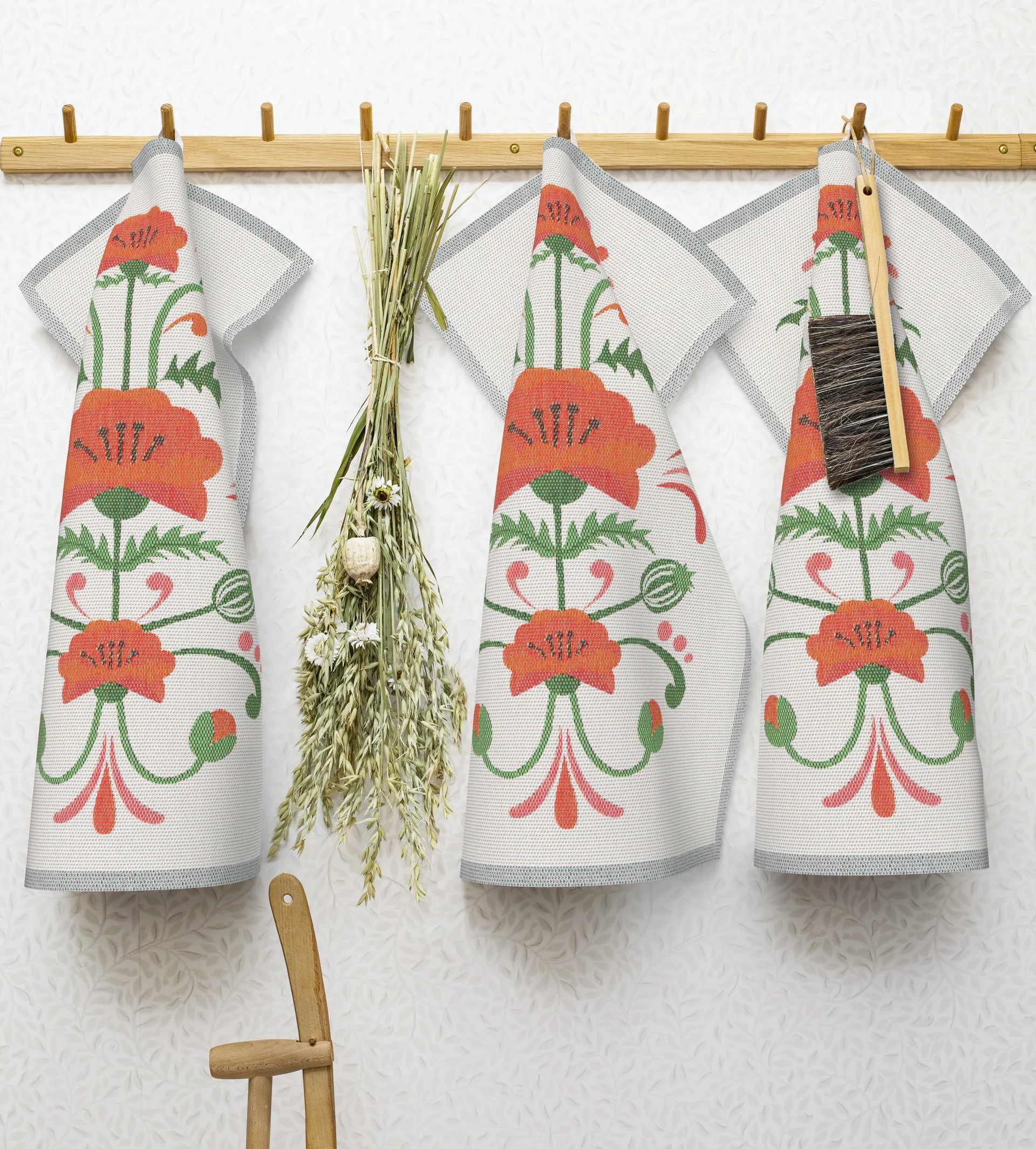 Asciugamano da cucina Lindas vallmo 40x60 cm, Arancione-grigio Ekelund Linneväveri