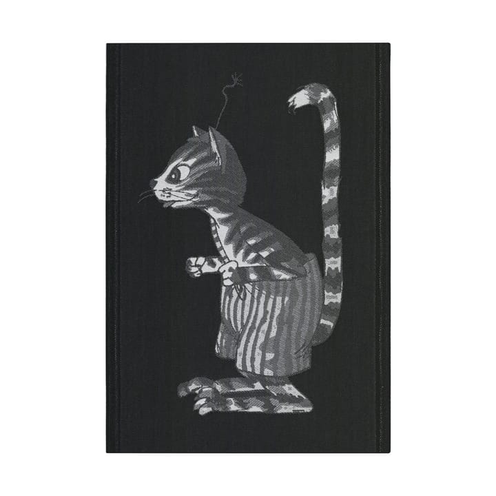 Asciugamano da cucina Pettson & Findus nero-bianco 35x50 cm - Findus - Ekelund Linneväveri
