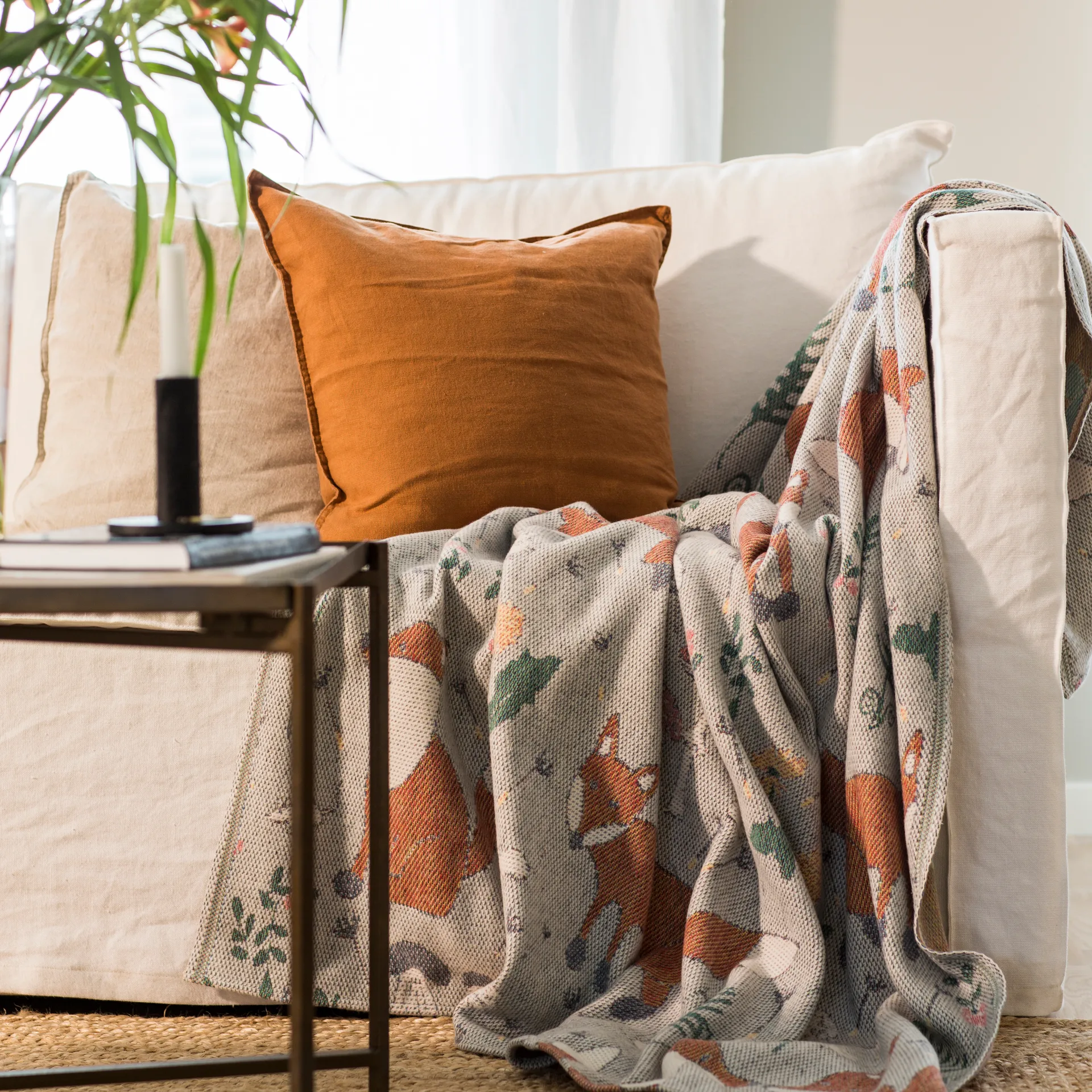 Plaid cotone Rävar 140x170 cm, multicolore Ekelund Linneväveri