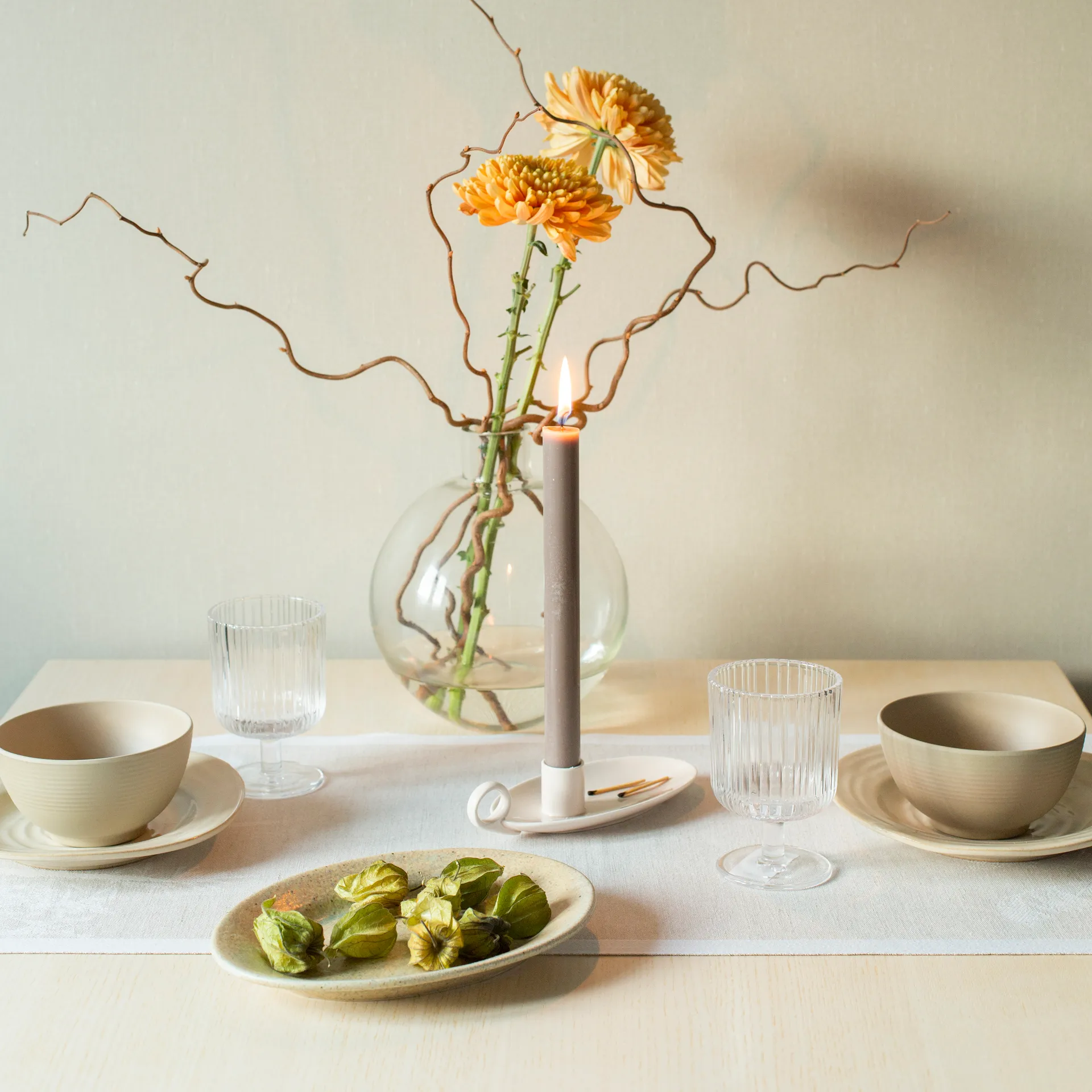 Runner da tavola Airy 35x120 cm, beige Ekelund Linneväveri