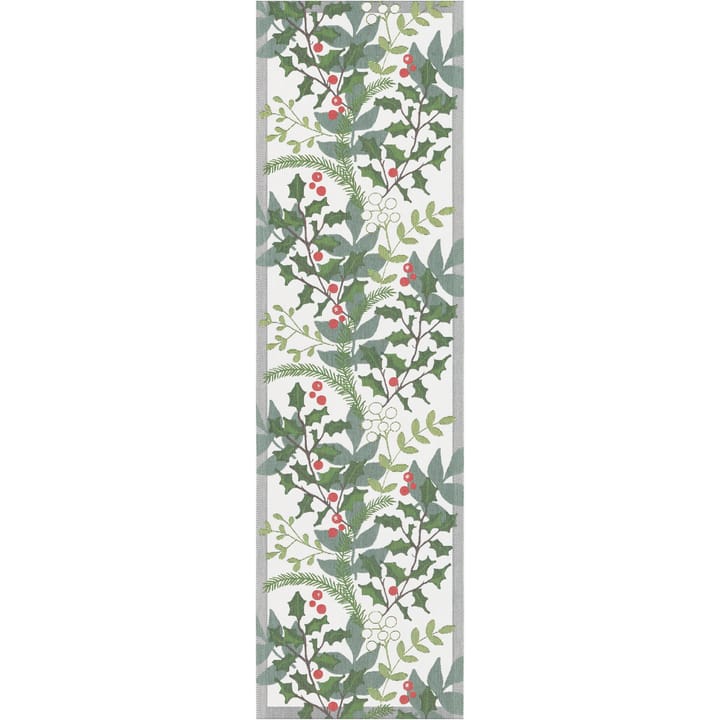 Runner da tavolo Julia, 35x120 cm - Bianco, verde - Ekelund Linneväveri