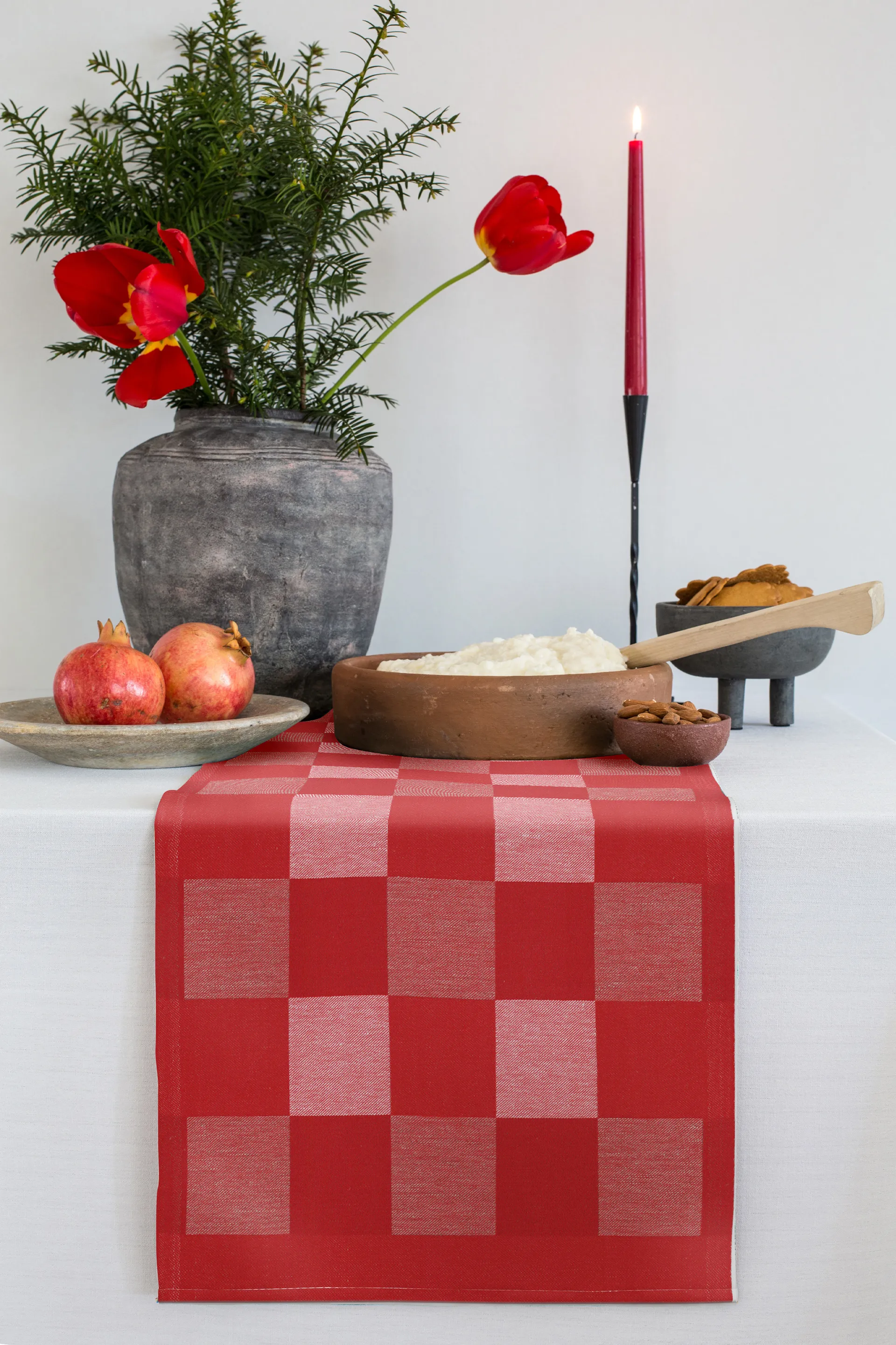 Runner Schack, rosso, 35x110 cm Ekelund Linneväveri