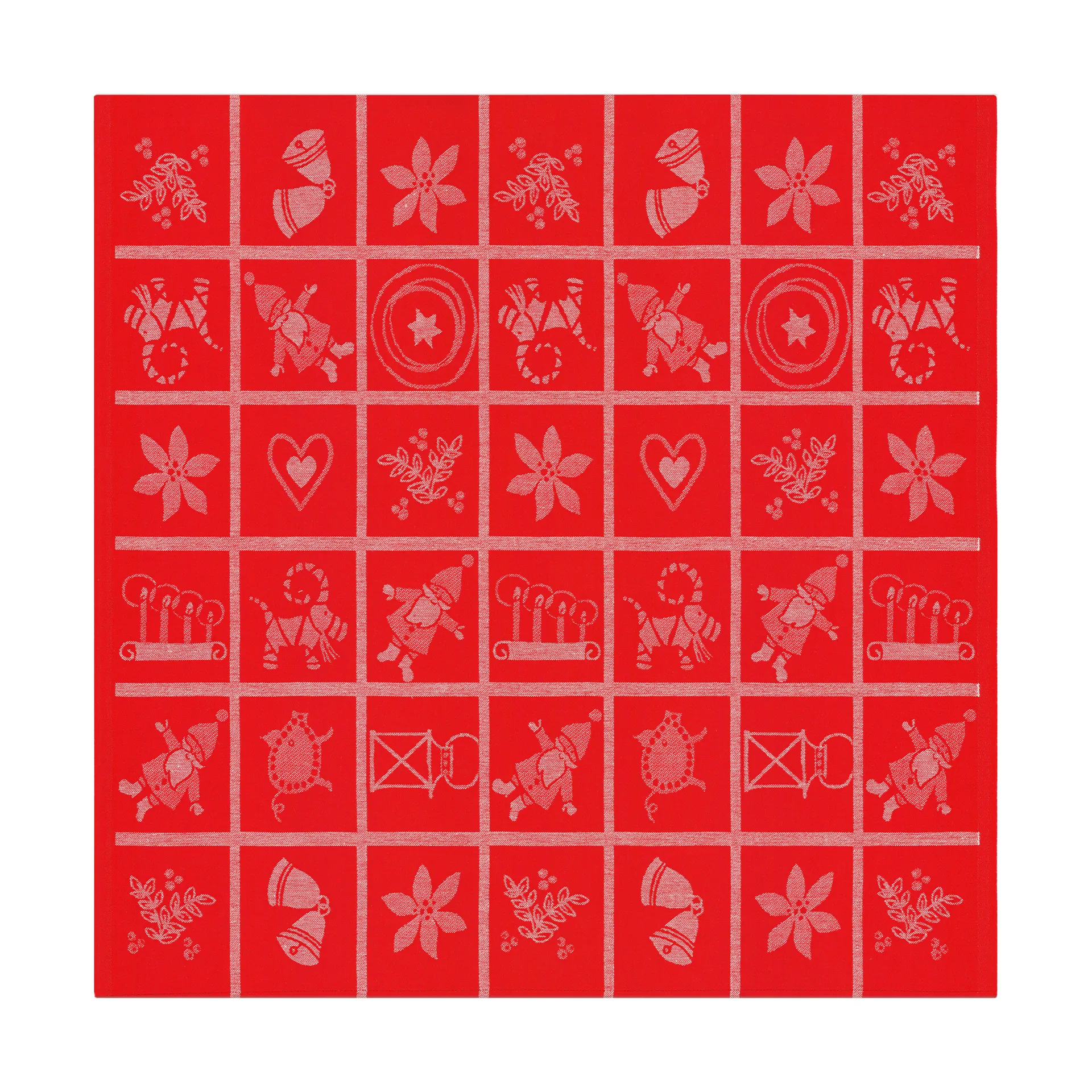 Tovaglia Adventruta 80x80 cm, Rosso Ekelund Linneväveri