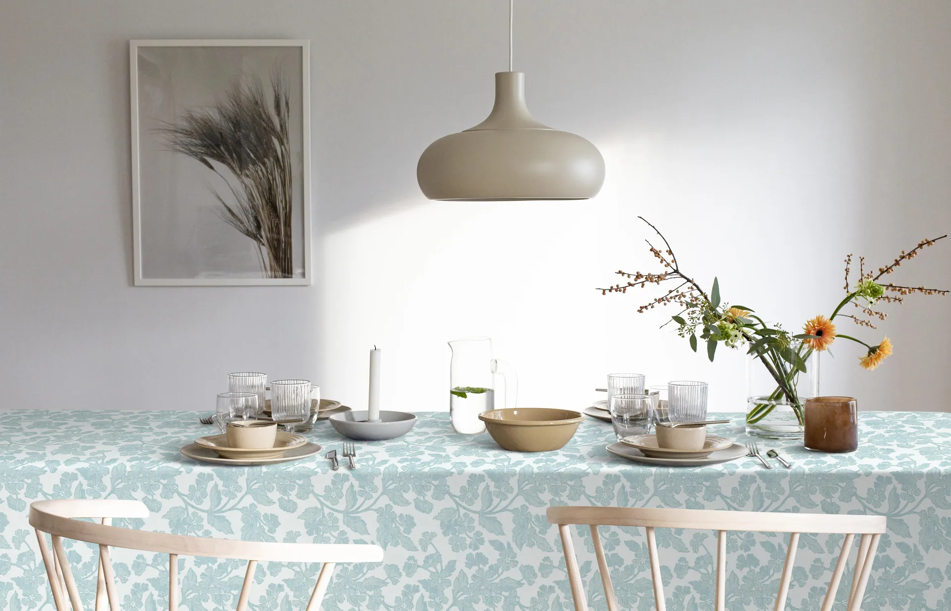 Tovaglia Blomranka, 150x150 cm Ekelund Linneväveri