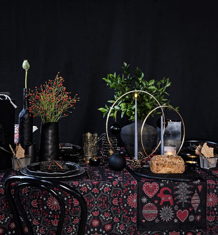 Tovaglia natalizia Bettys 145x145 cm, Rosso-nero Ekelund Linneväveri
