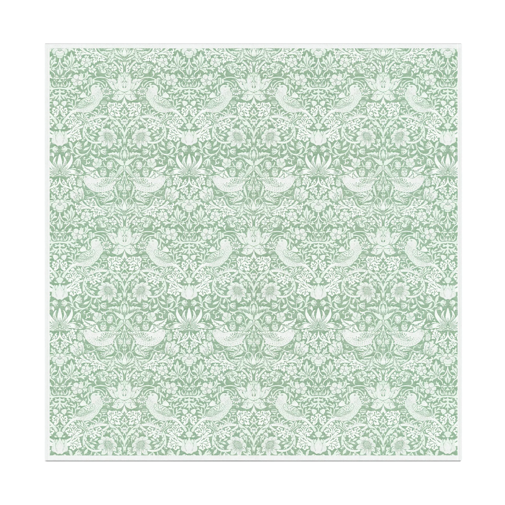 Tovaglia Strawberry Thief 150x150 cm, Verde Ekelund Linneväveri