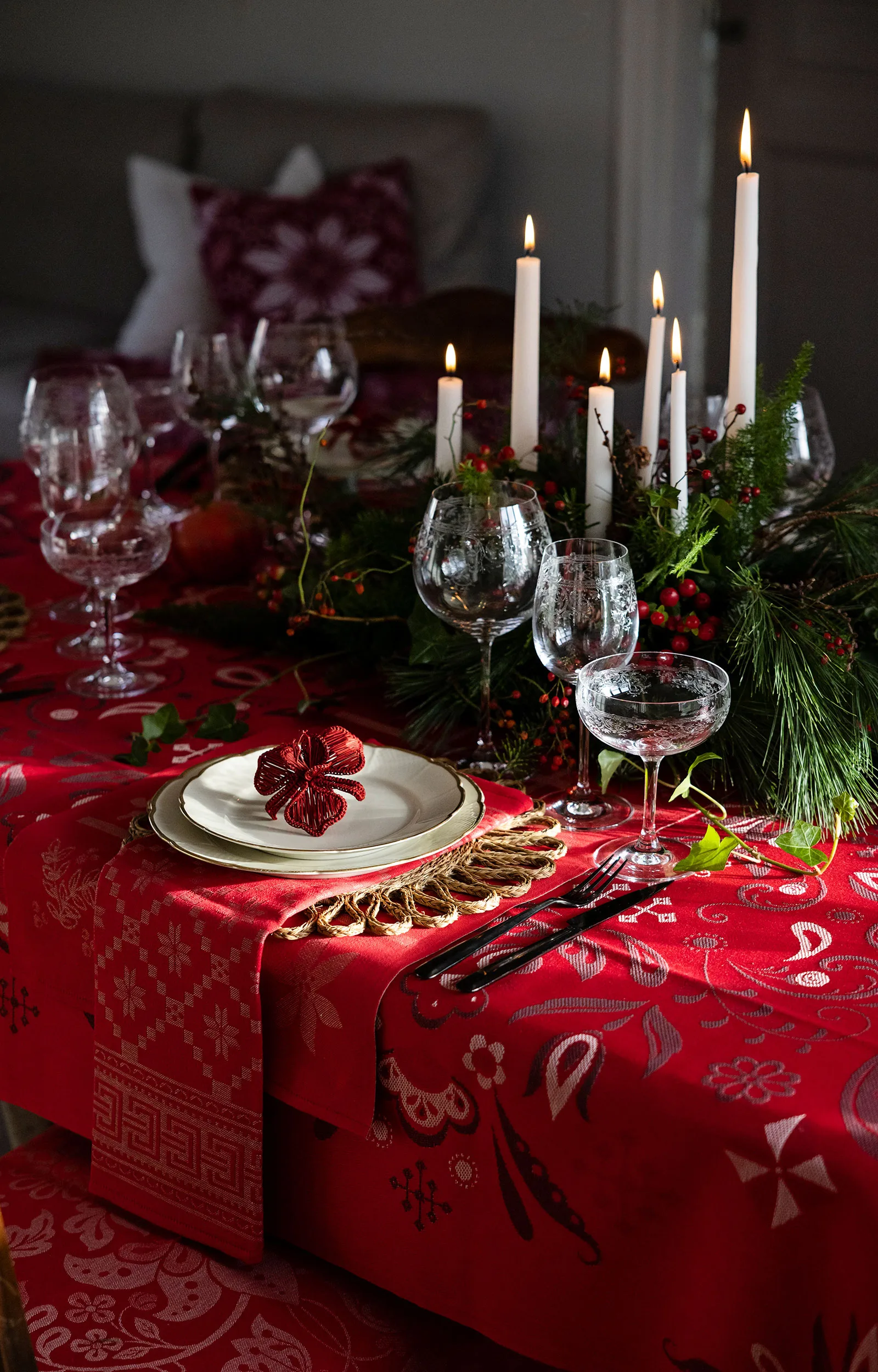 Tovaglia Torplyckan 145x250 cm, Rosso Ekelund Linneväveri