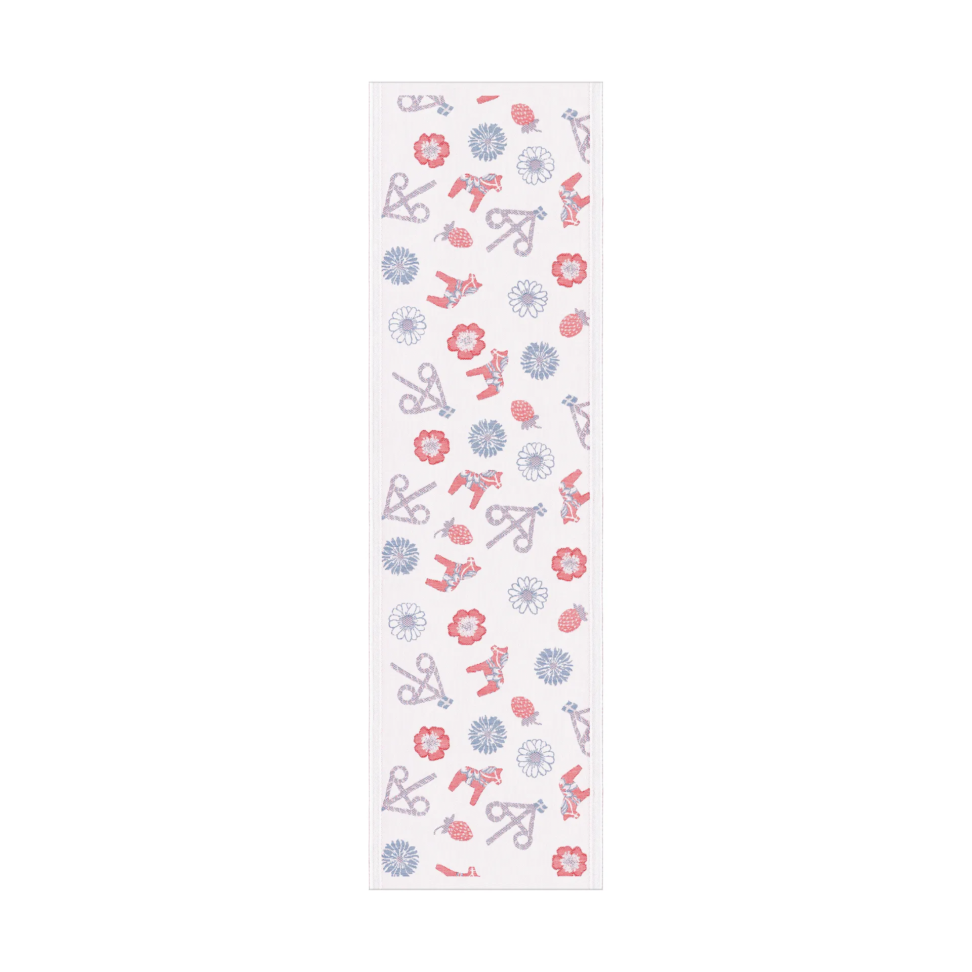 Tovaglietta da tavolo Dalasommar 35x120 cm, Blu-rosso Ekelund Linneväveri