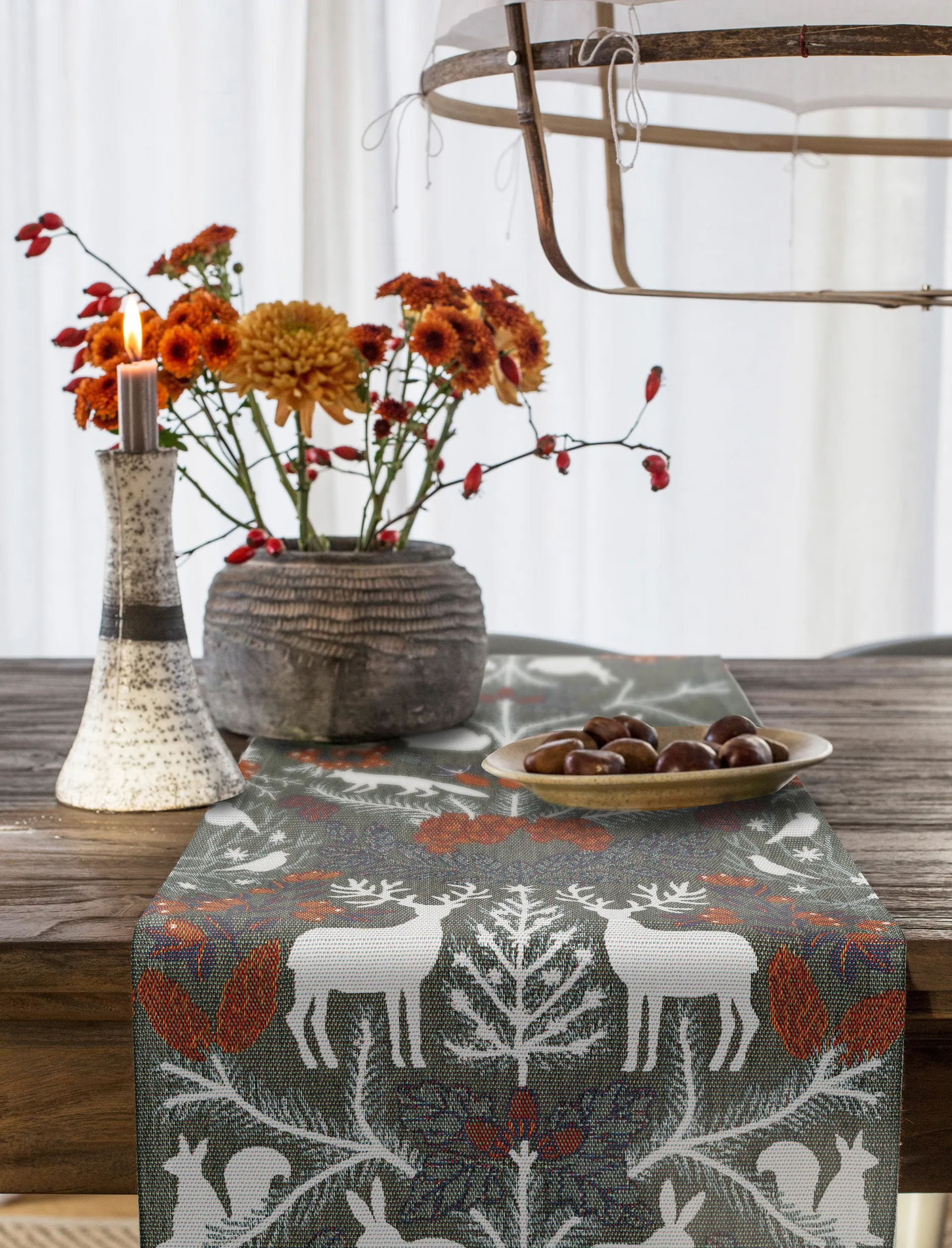 Tovaglietta da tavolo Hjortnäs 35x120 cm, Grigio Ekelund Linneväveri