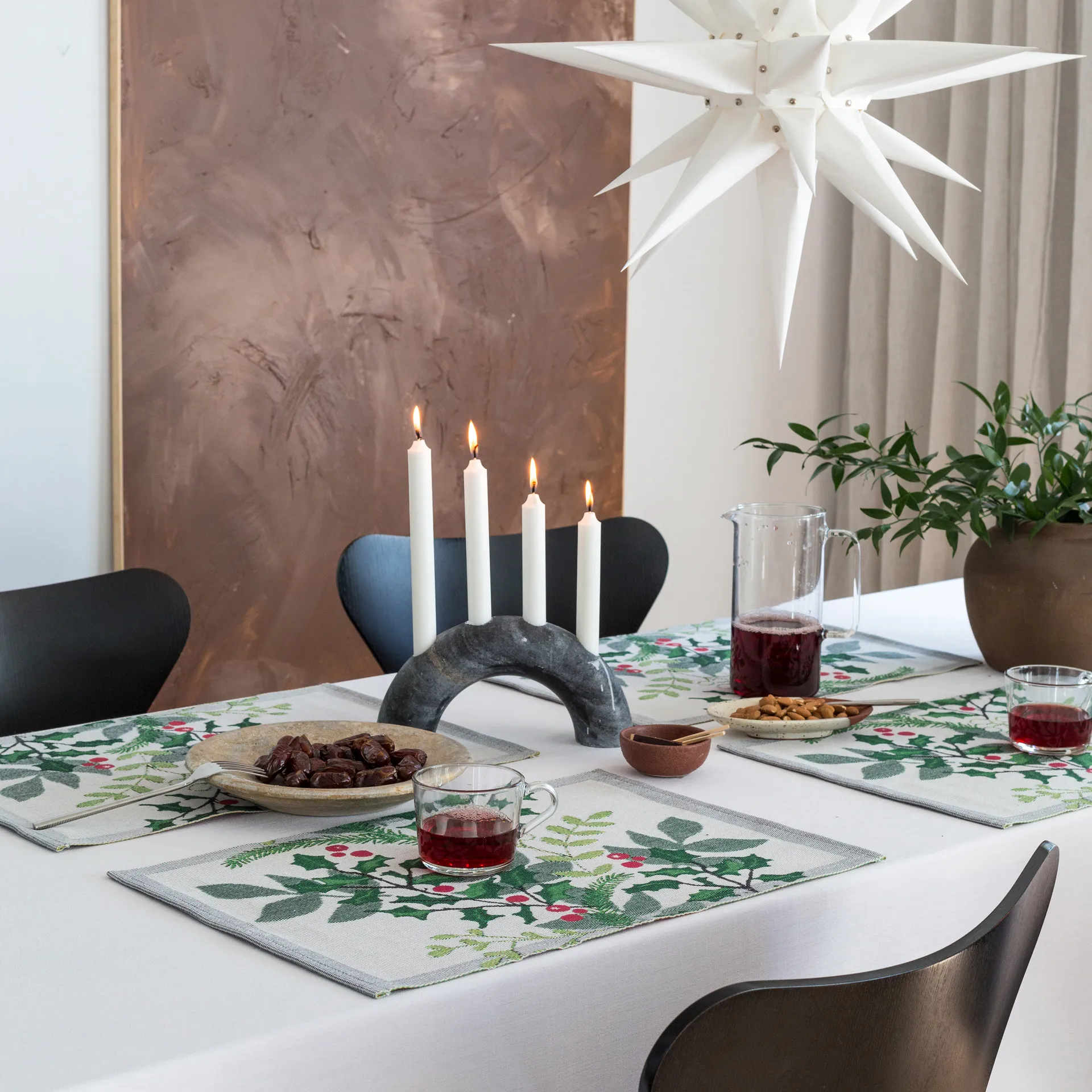 Tovaglietta Julia, 35x48 cm, Bianco, verde Ekelund Linneväveri