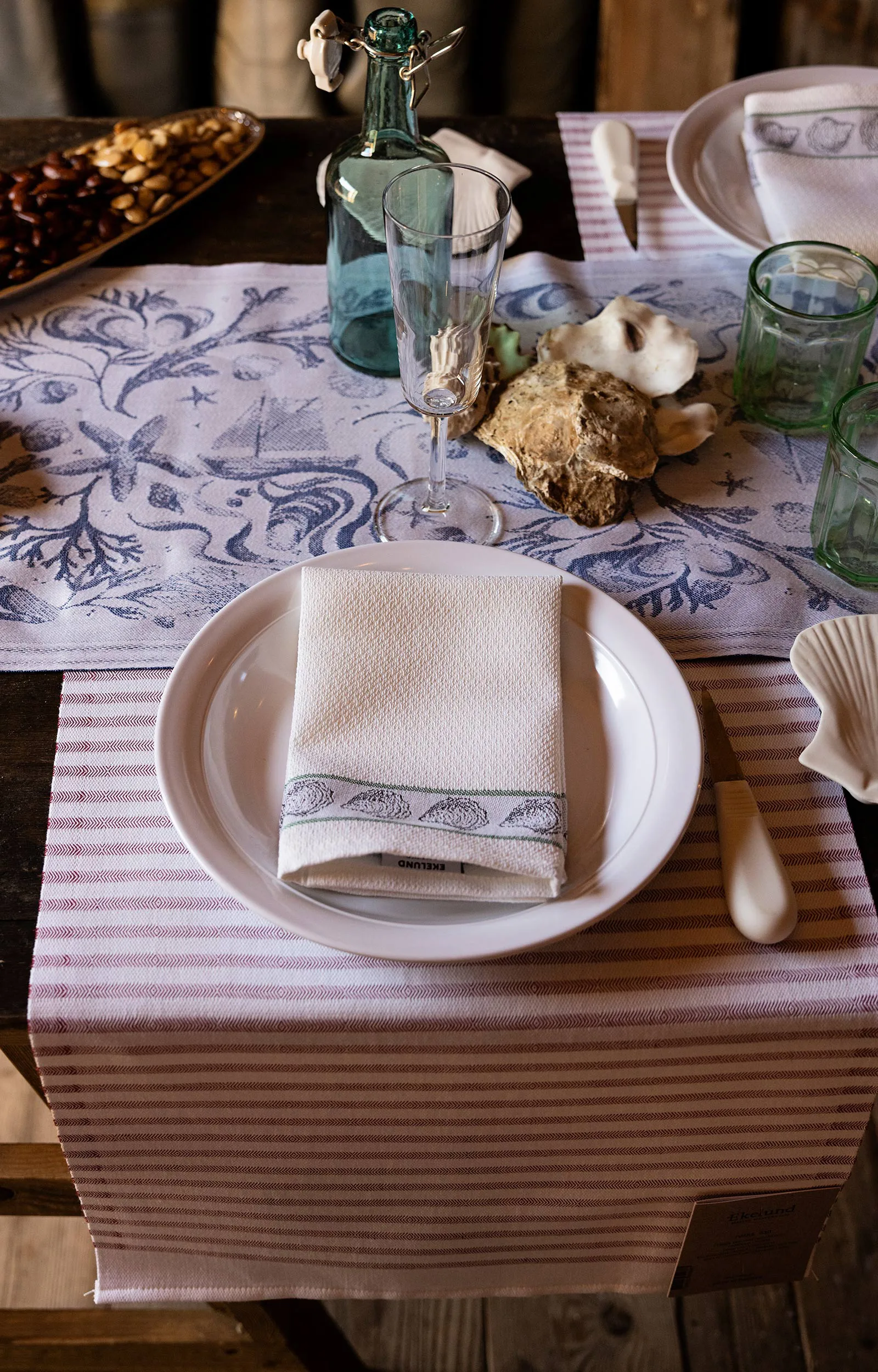 Tovagliolo di stoffa Tvärs 50x50 cm, Rosso Ekelund Linneväveri