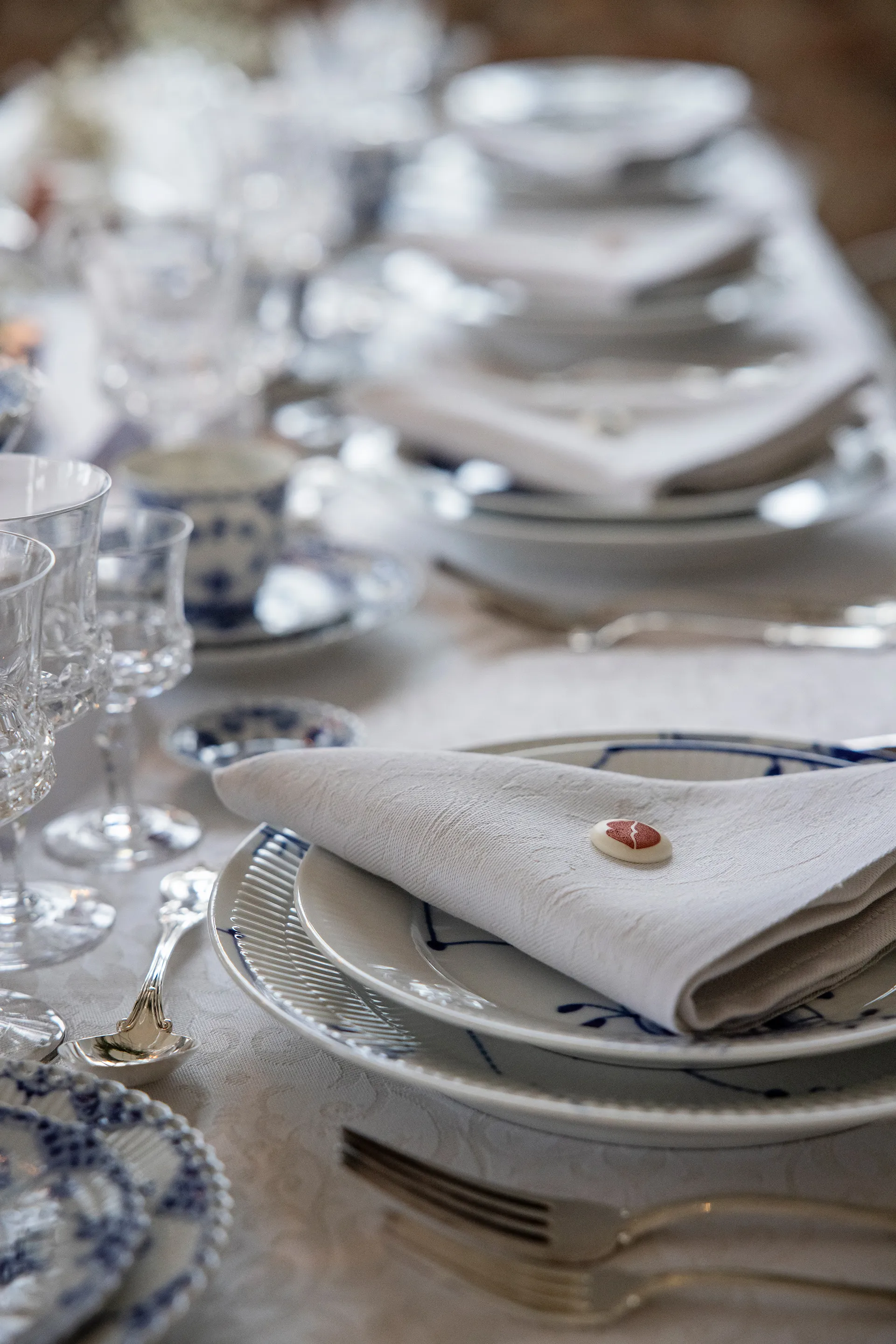 Tovagliolo Medaljong 35x35 cm, Bianco Ekelund Linneväveri