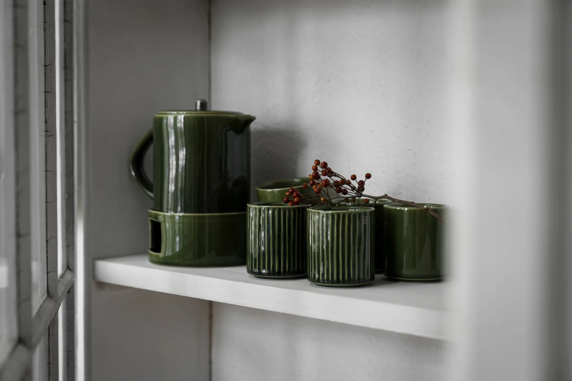 Brocca per glögg Ernst con scaldino, Verde ERNST
