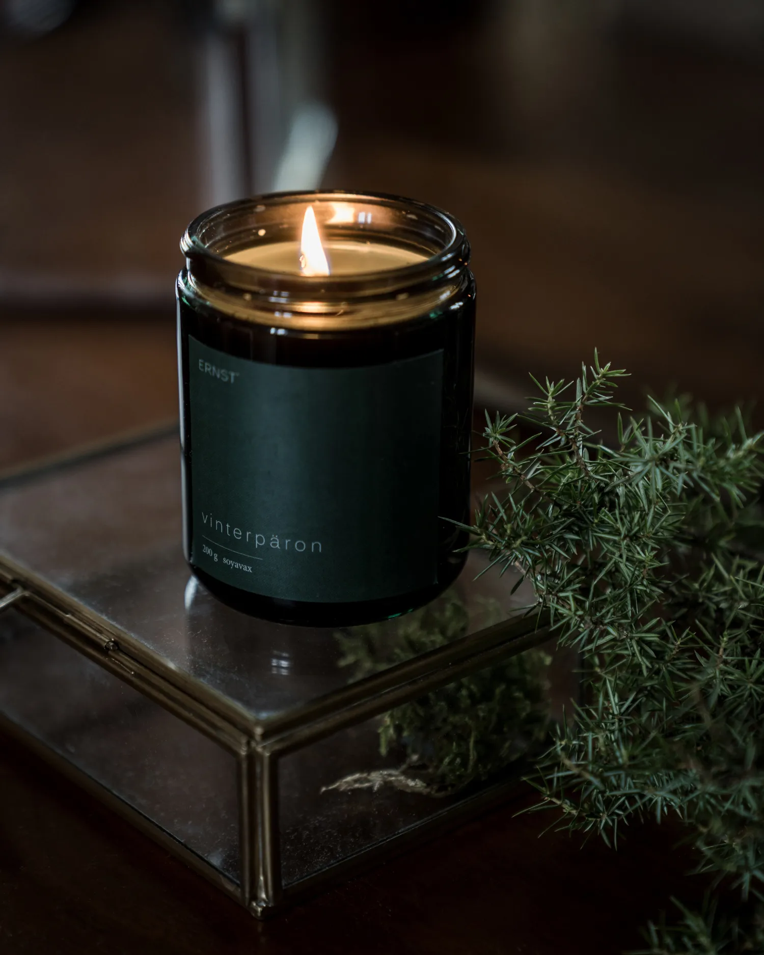 Candela profumata in vetro con coperchio Ernst Ø9 cm, Pere invernali ERNST