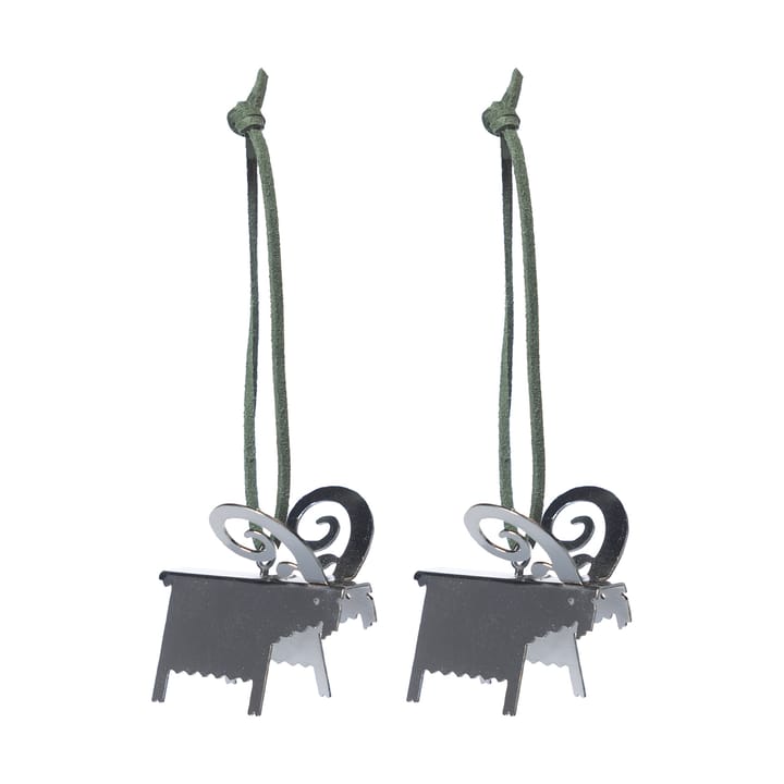 Decorazione natalizia capra Ernst 2 pezzi - Argento 5 cm - ERNST