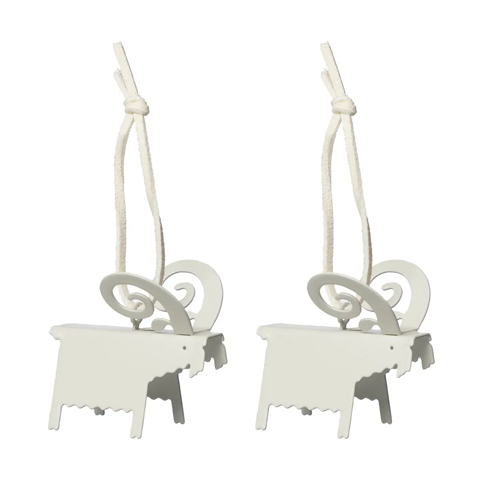 Decorazione natalizia capra Ernst 2 pezzi, Bianco 5 cm ERNST