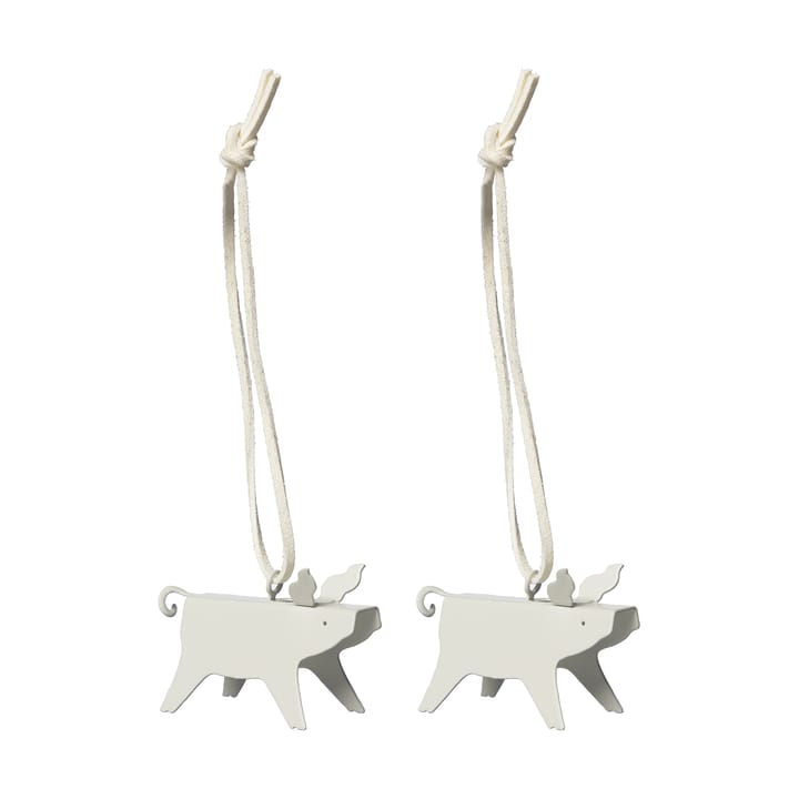 Decorazione natalizia maiale Ernst 2 pezzi - Bianco 7 cm - ERNST